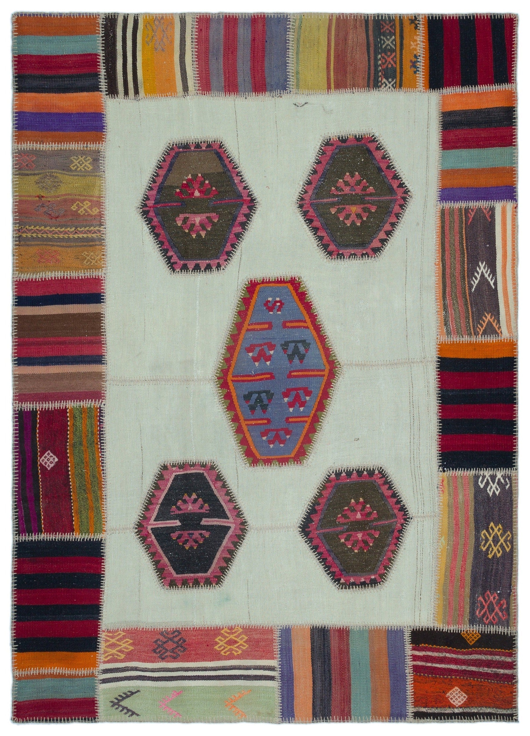 Teselya 25311 Beige Vintage Wool Handmade Area Rug 5'4" x 7'5"