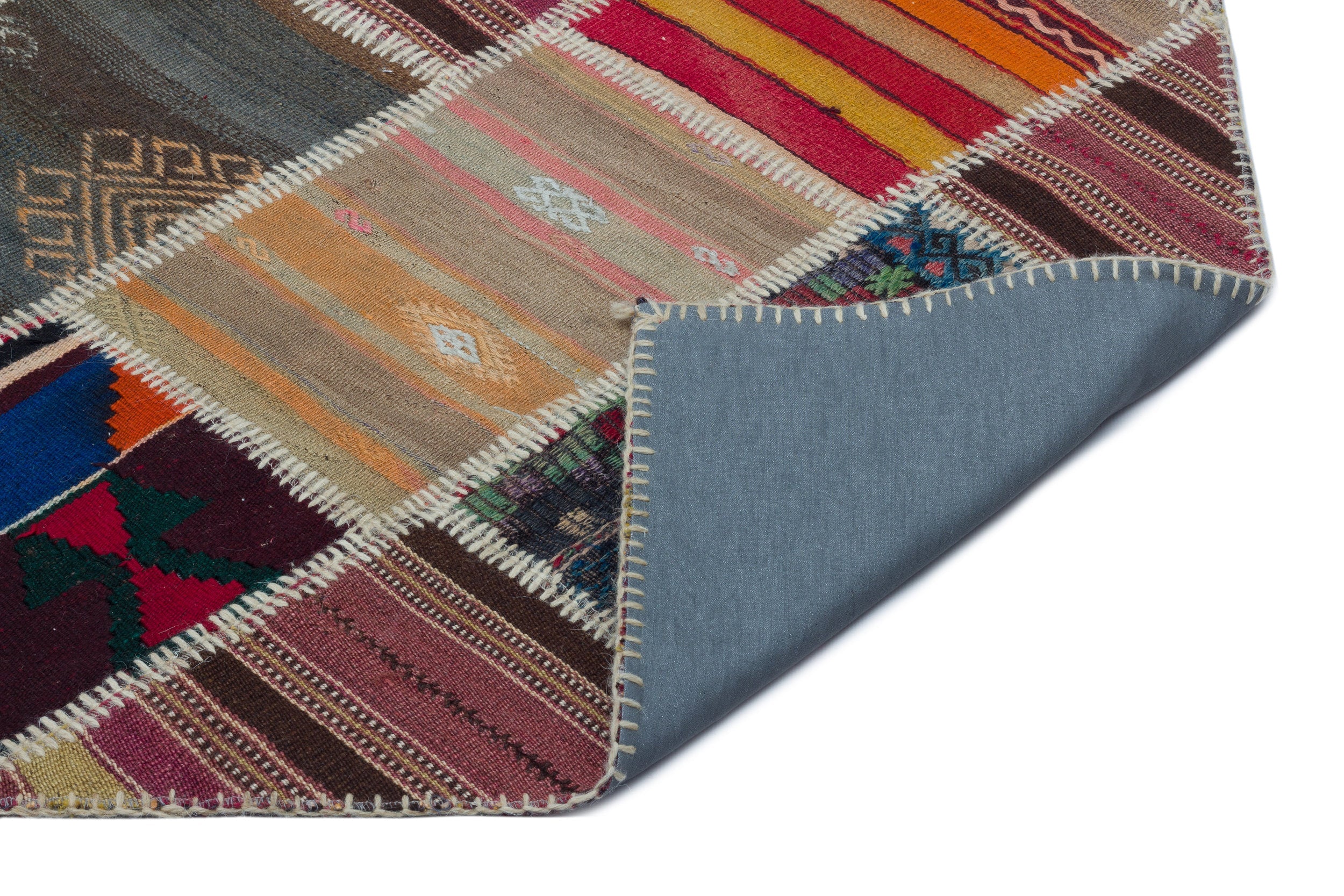 Teselya 25313 Patchwork Vintage Wool Handmade Area Rug 5'1" x 7'10"