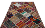 Teselya 25313 Patchwork Vintage Wool Handmade Area Rug 5'1" x 7'10"