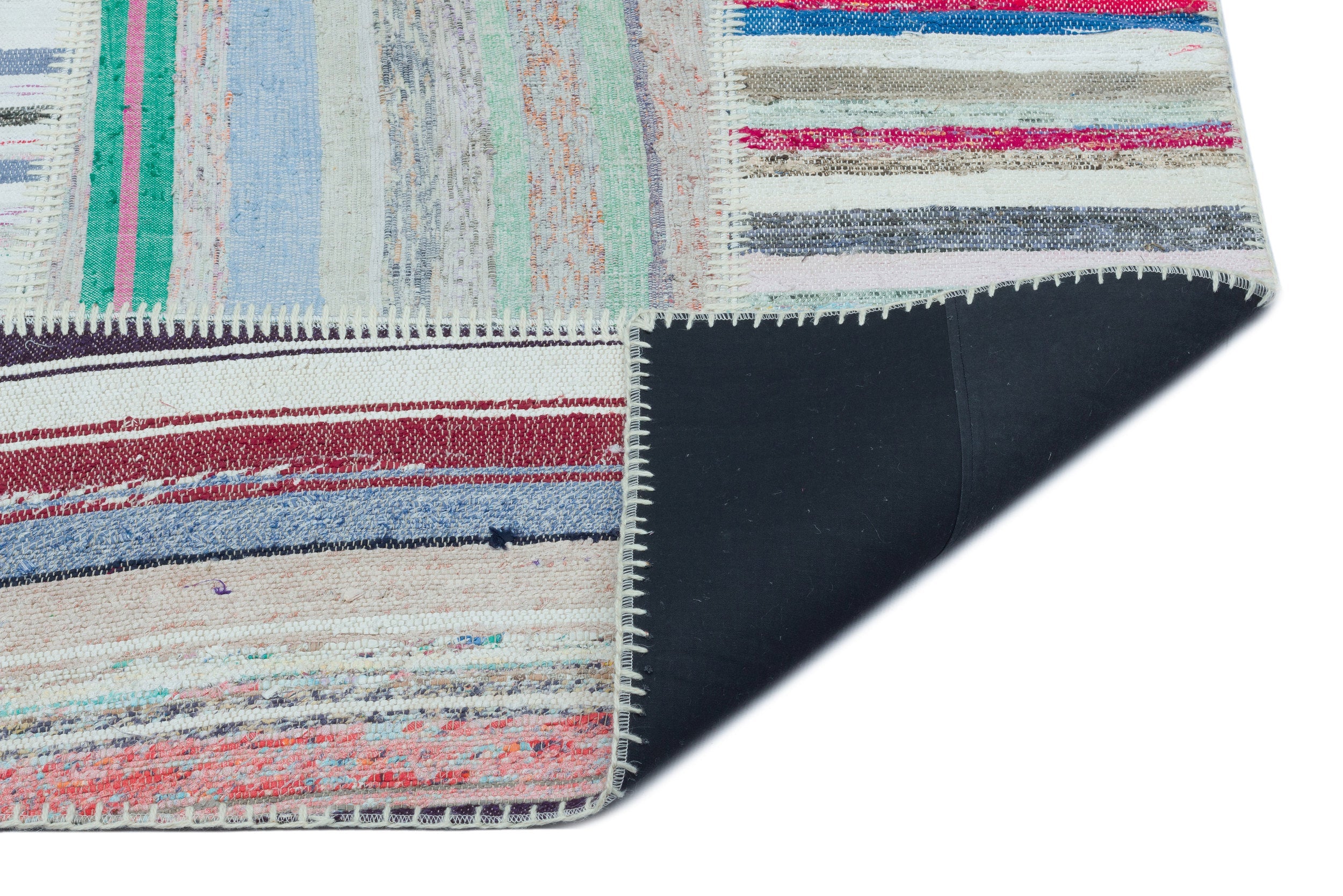 Teselya 25322 Blue Striped Wool Handmade Area Rug 5'2" x 7'3"