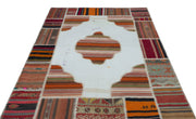 Teselya Beige Vintage Wool Handmade Area Rug 5'3" x 7'4"
