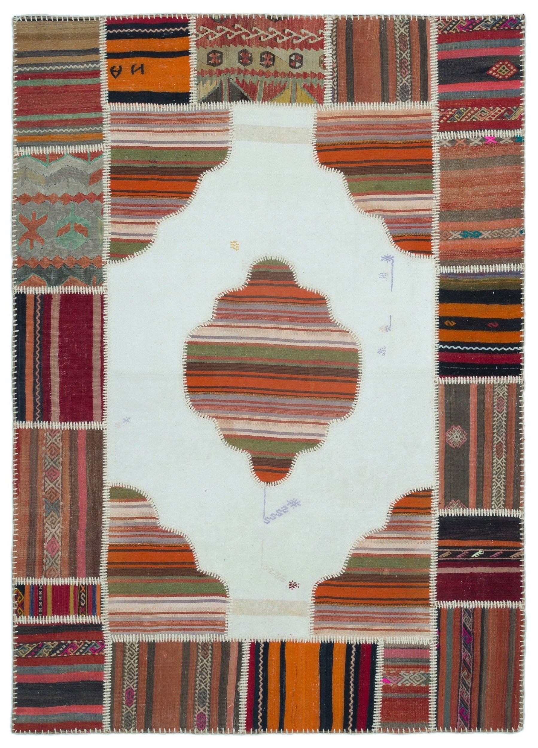 Teselya Beige Vintage Wool Handmade Area Rug 5'3" x 7'4"