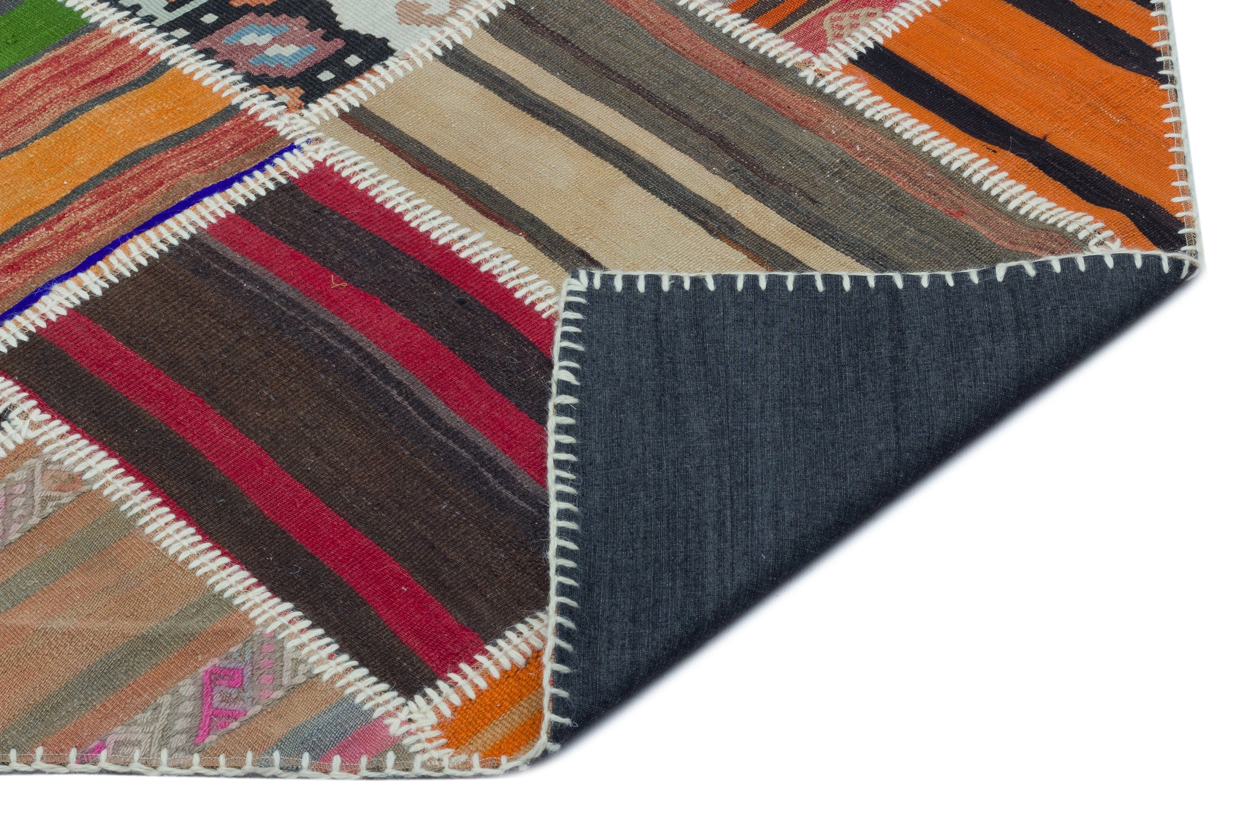 Teselya 25327 Patchwork Vintage Wool Handmade Area Rug 5'3" x 7'9"