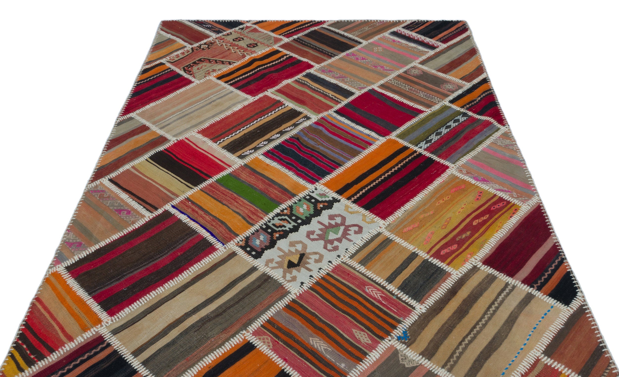 Teselya 25327 Patchwork Vintage Wool Handmade Area Rug 5'3" x 7'9"