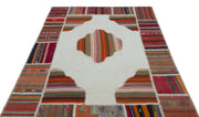 Teselya Beige Vintage Wool Handmade Area Rug 5'4" x 7'7"