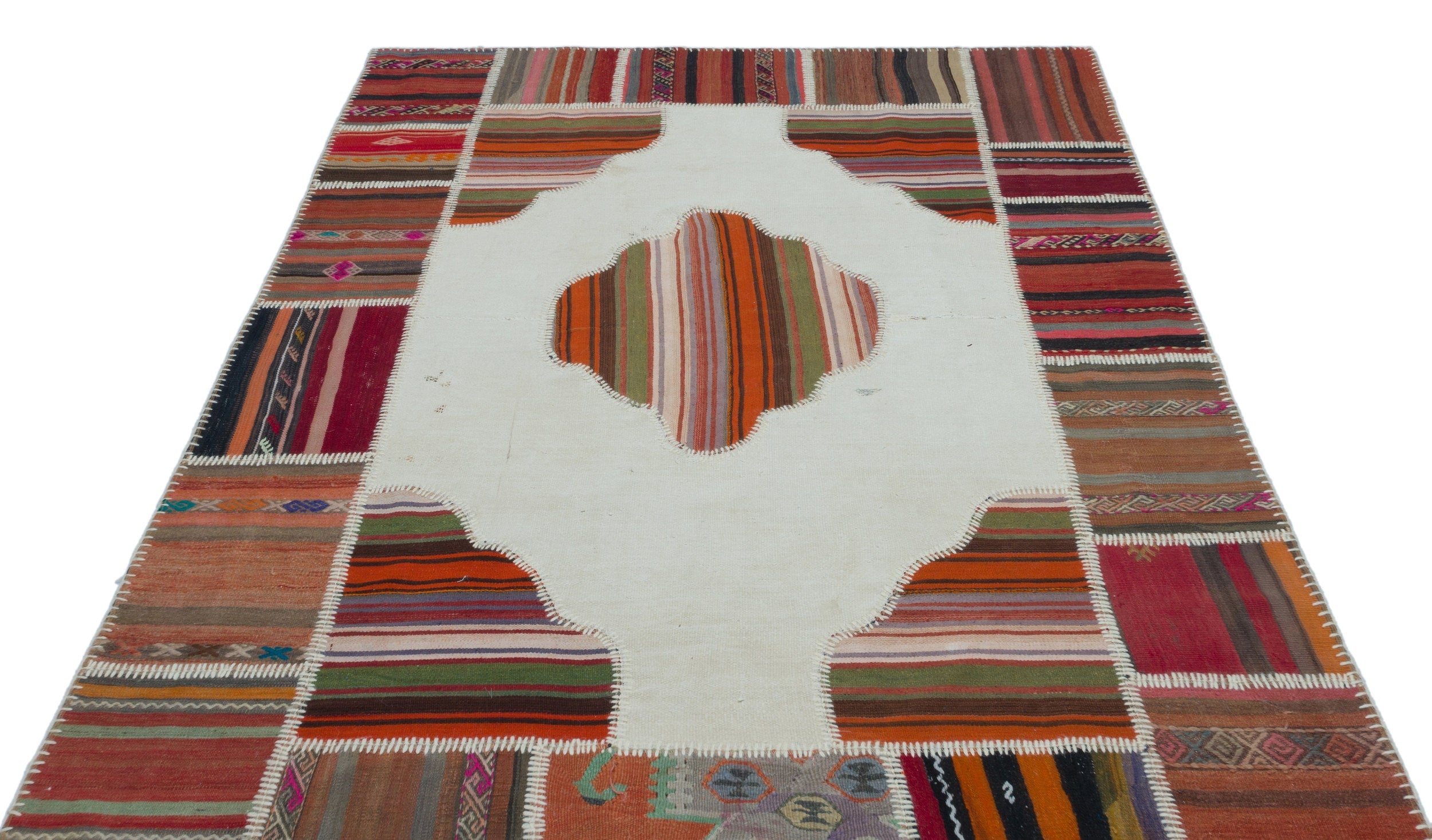 Teselya Beige Vintage Wool Handmade Area Rug 5'4" x 7'7"