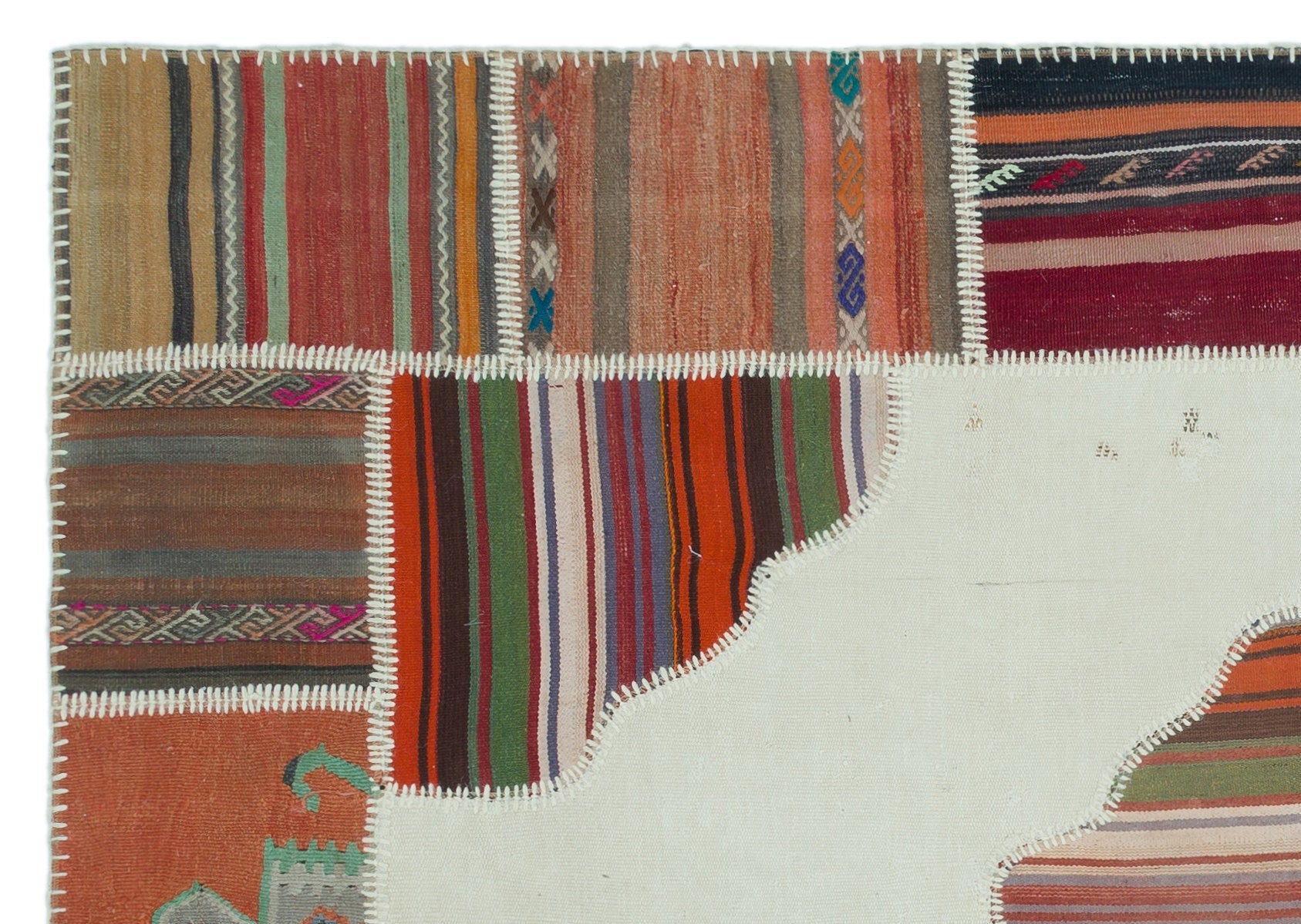 Teselya Beige Vintage Wool Handmade Area Rug 5'4" x 7'7"