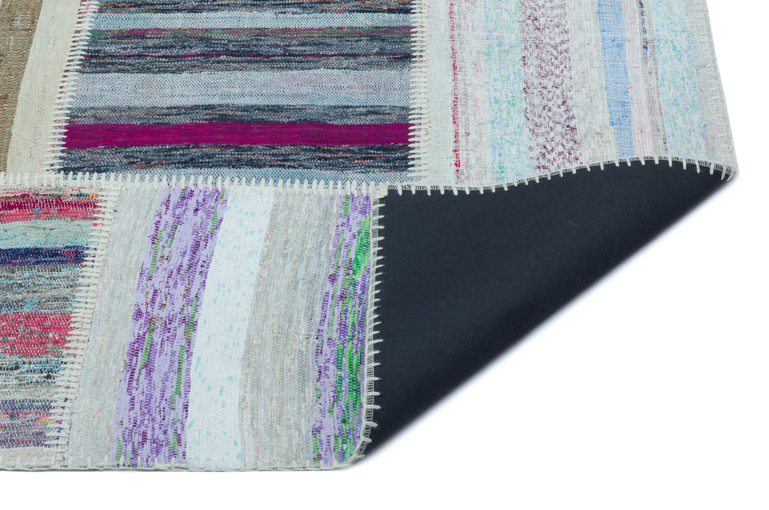 Teselya 25336 Patchwork Striped Wool Handmade Area Rug 5'3" x 7'3"