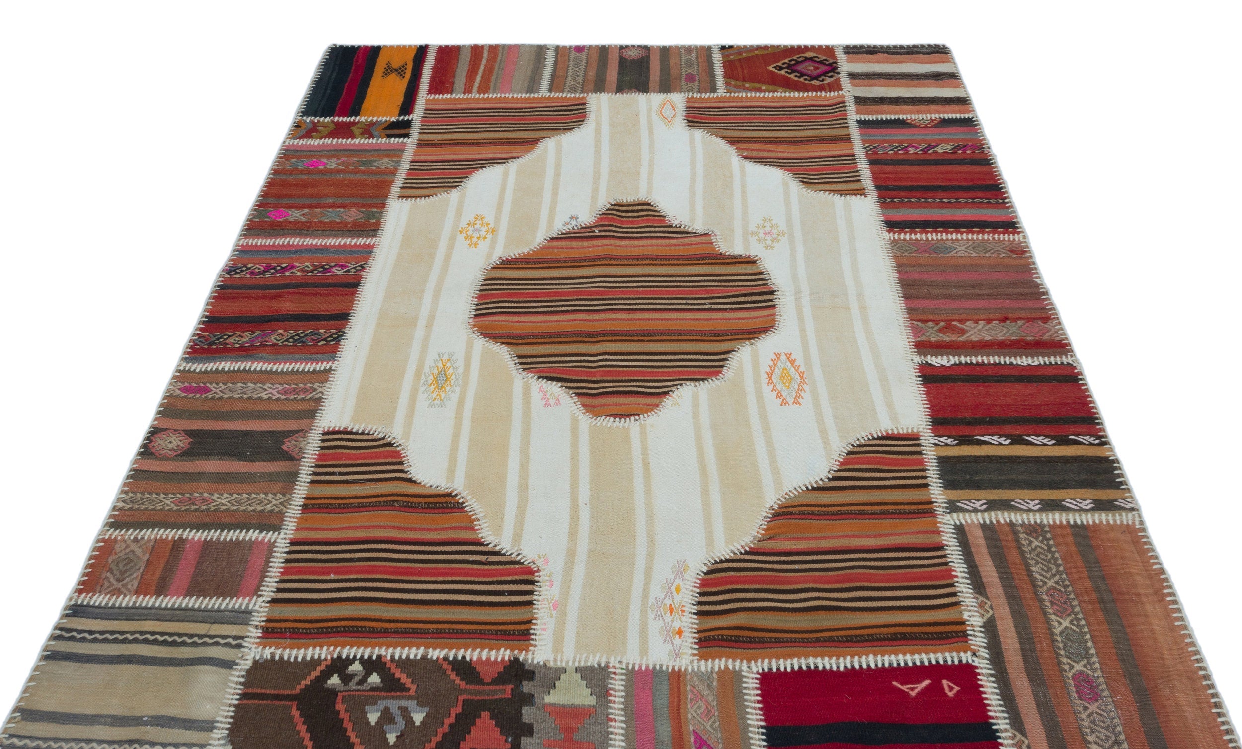 Teselya 25337 Beige Vintage Wool Handmade Area Rug 5'3" x 7'7"