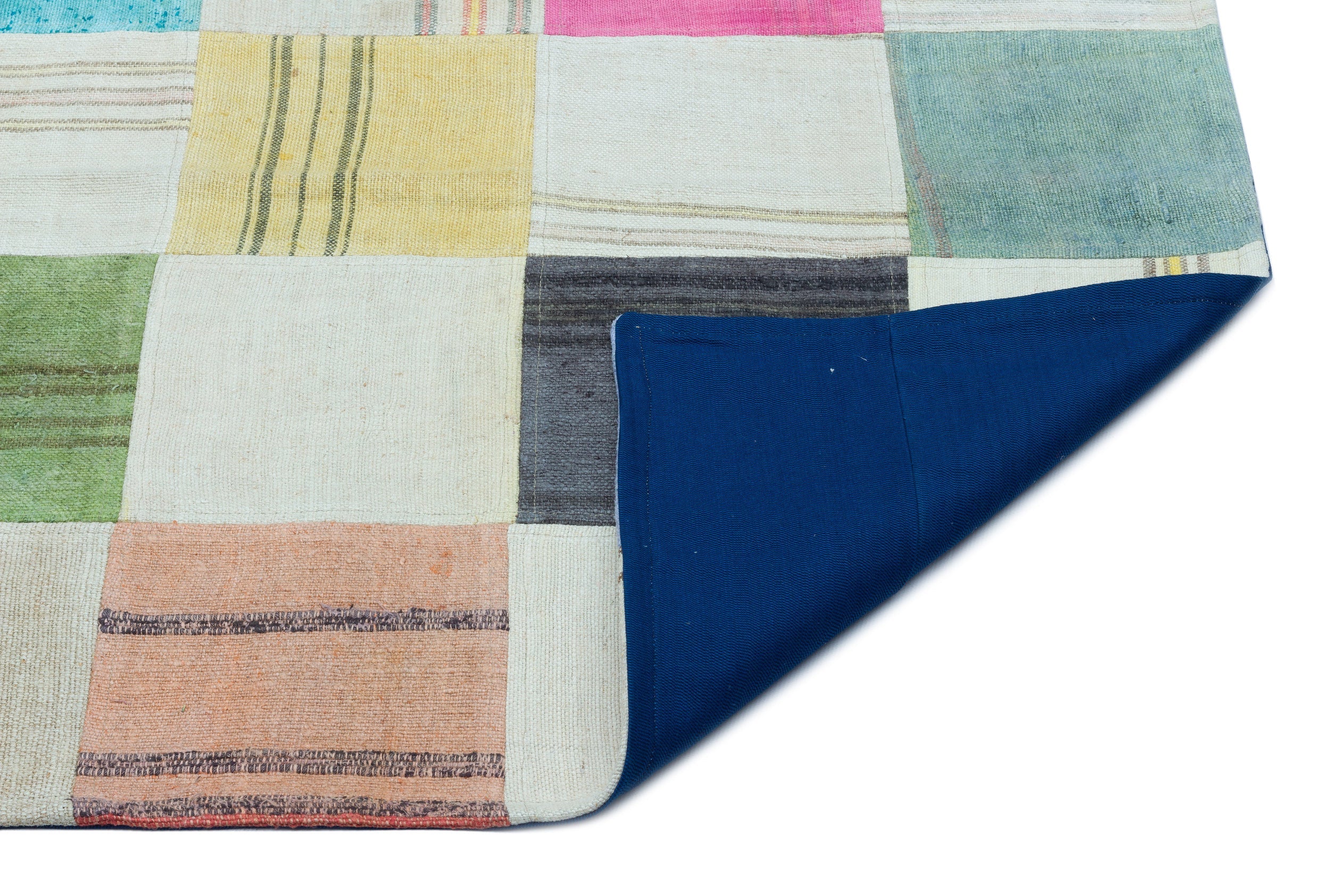 Teselya Cream Patchwork Wool Handmade Area Rug 5'2" x 7'7"