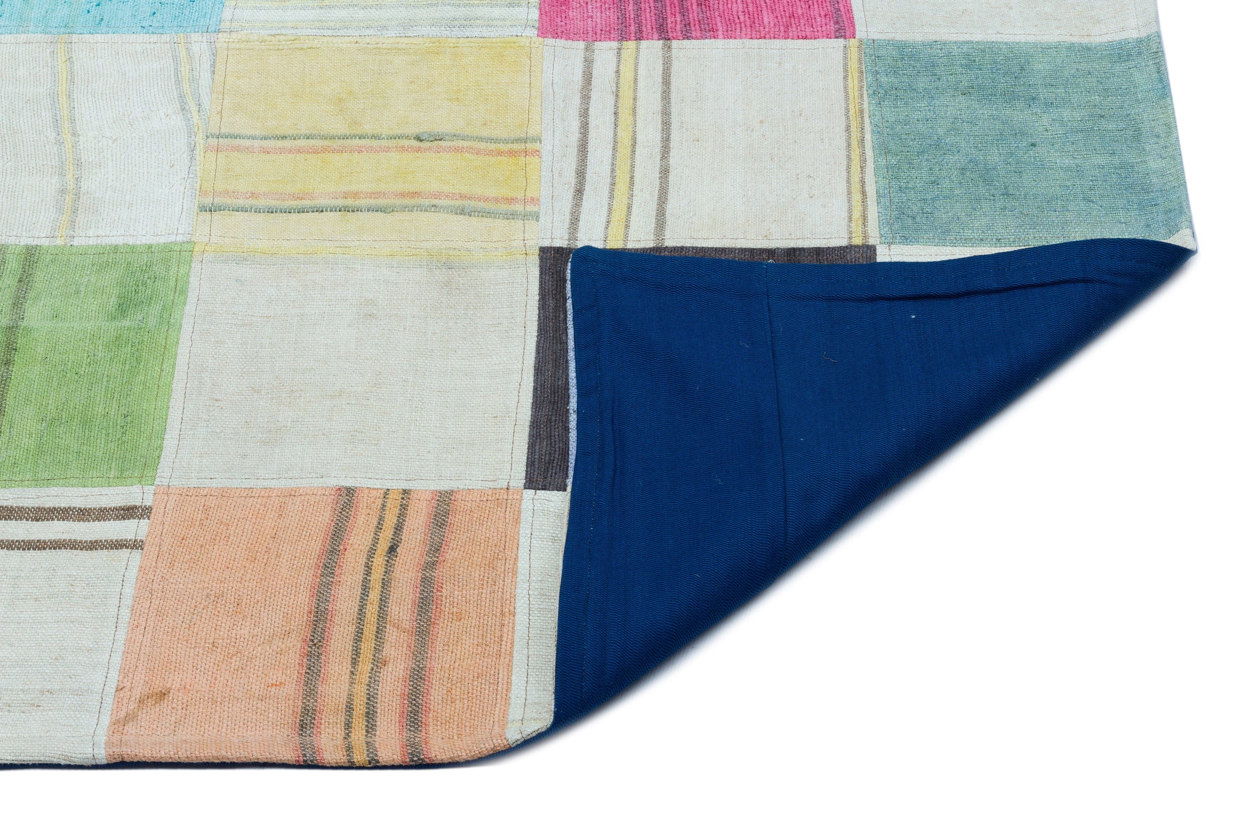 Teselya Beige Patchwork Wool Handmade Area Rug 5'1" x 7'7"