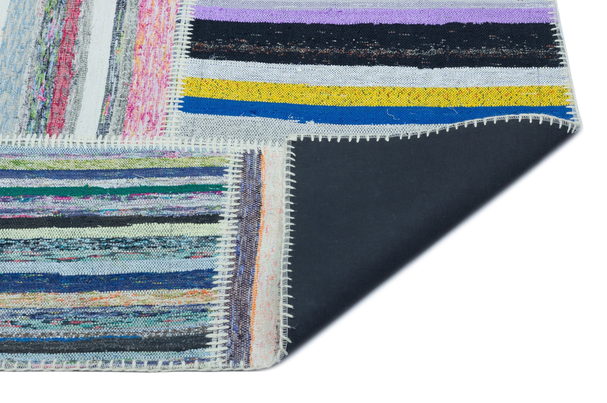 Teselya 25342 Patchwork Striped Wool Handmade Area Rug 5'3" x 7'3"