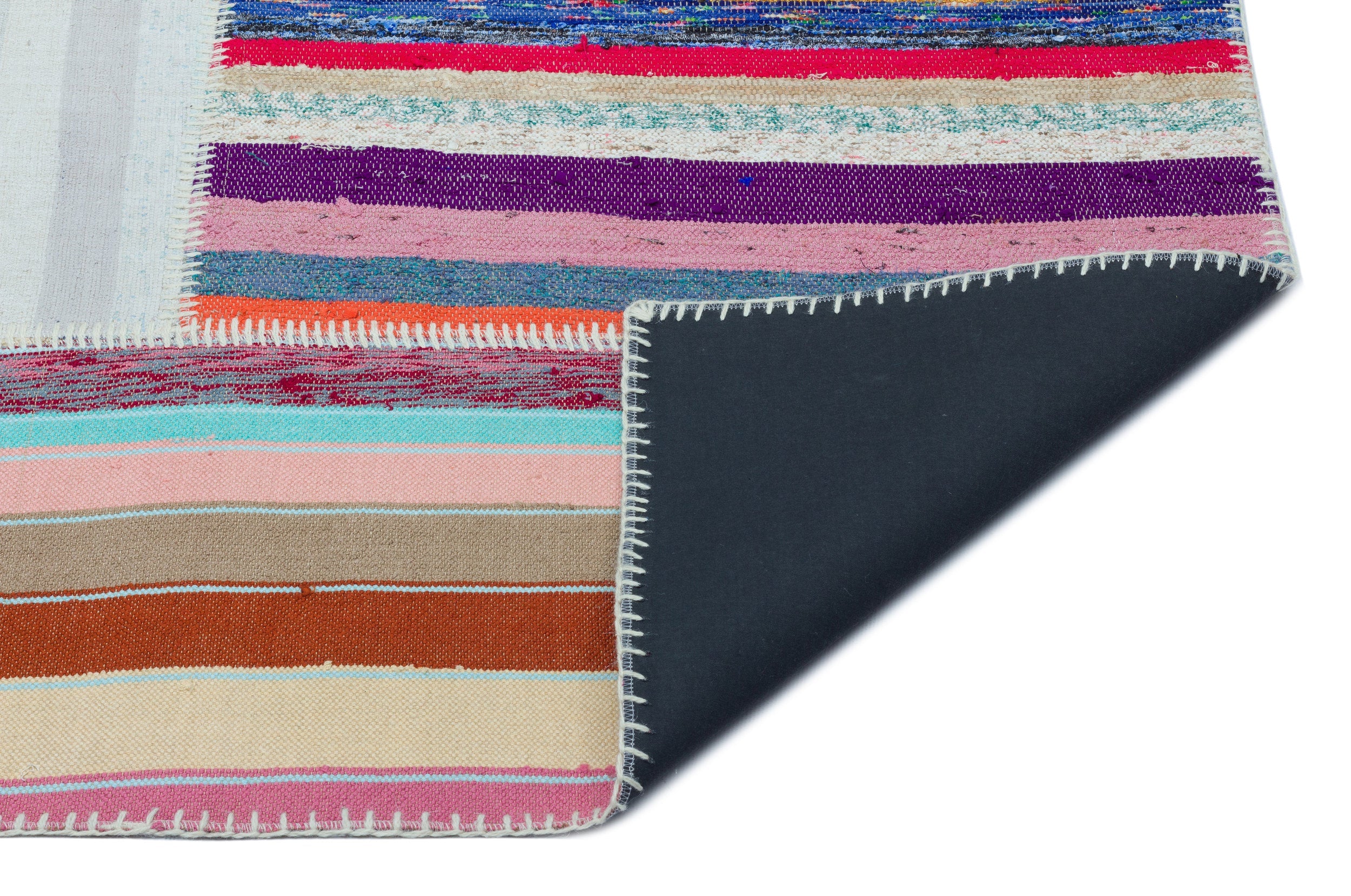 Teselya 25345 Patchwork Striped Wool Handmade Area Rug 5'3" x 7'3"
