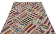Teselya Beige Vintage Wool Handmade Area Rug 5'3" x 7'8"