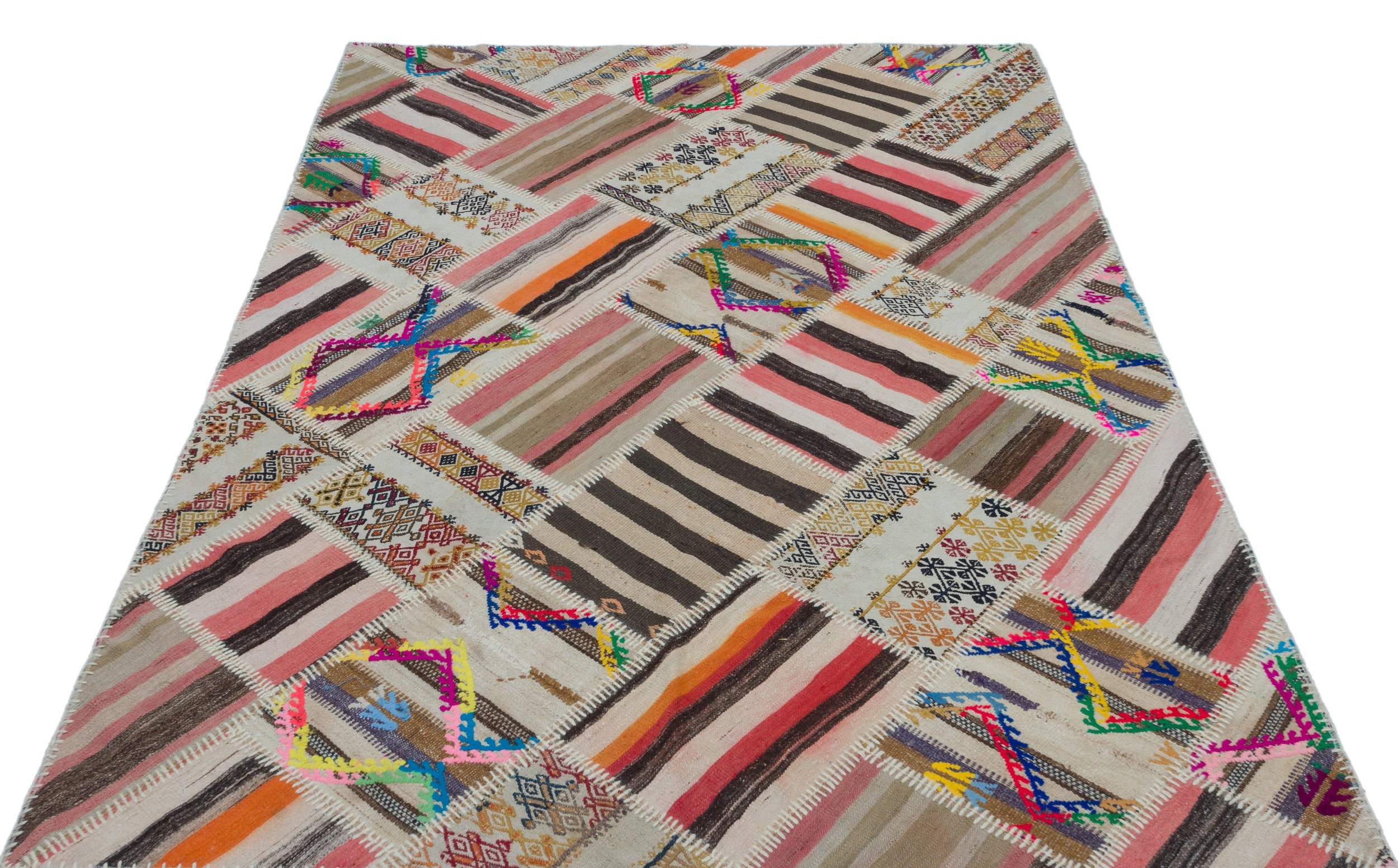 Teselya Beige Vintage Wool Handmade Area Rug 5'3" x 7'8"