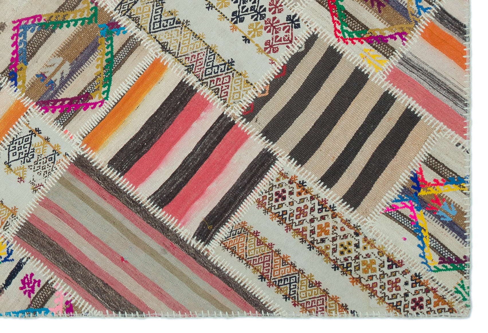 Teselya Beige Vintage Wool Handmade Area Rug 5'3" x 7'8"