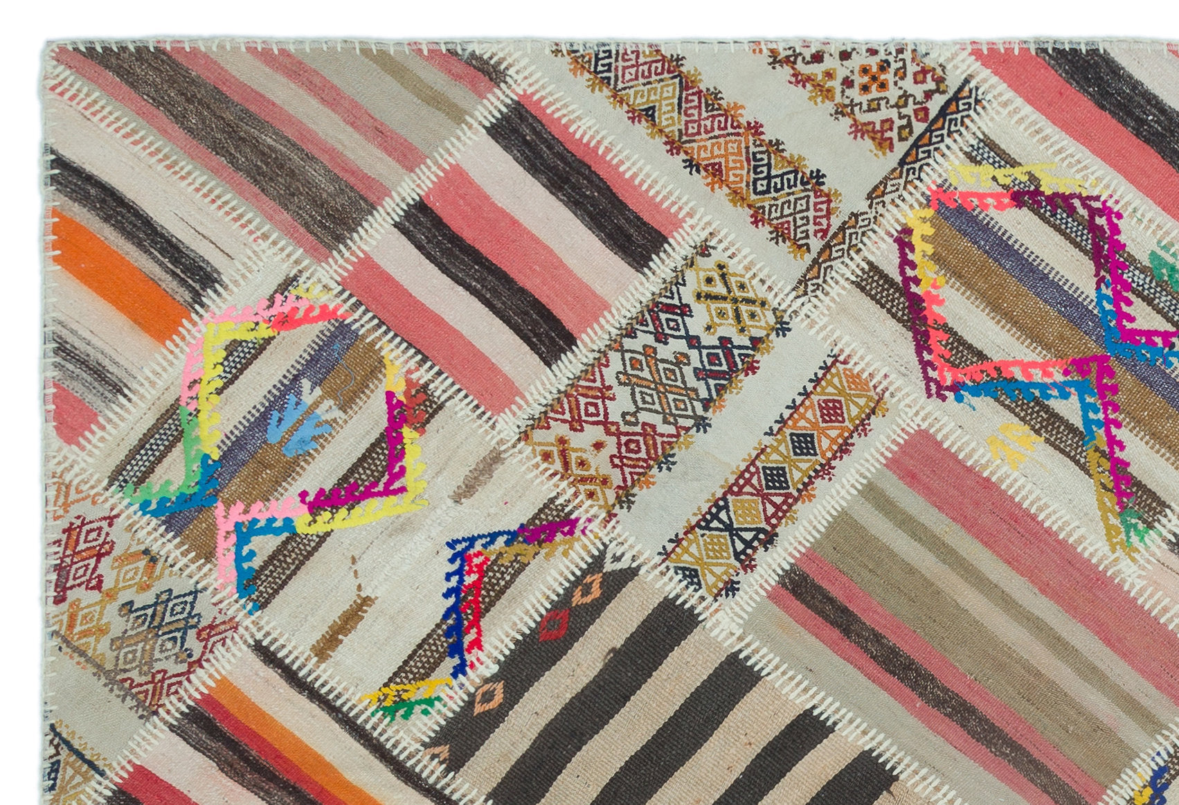 Teselya Beige Vintage Wool Handmade Area Rug 5'3" x 7'8"