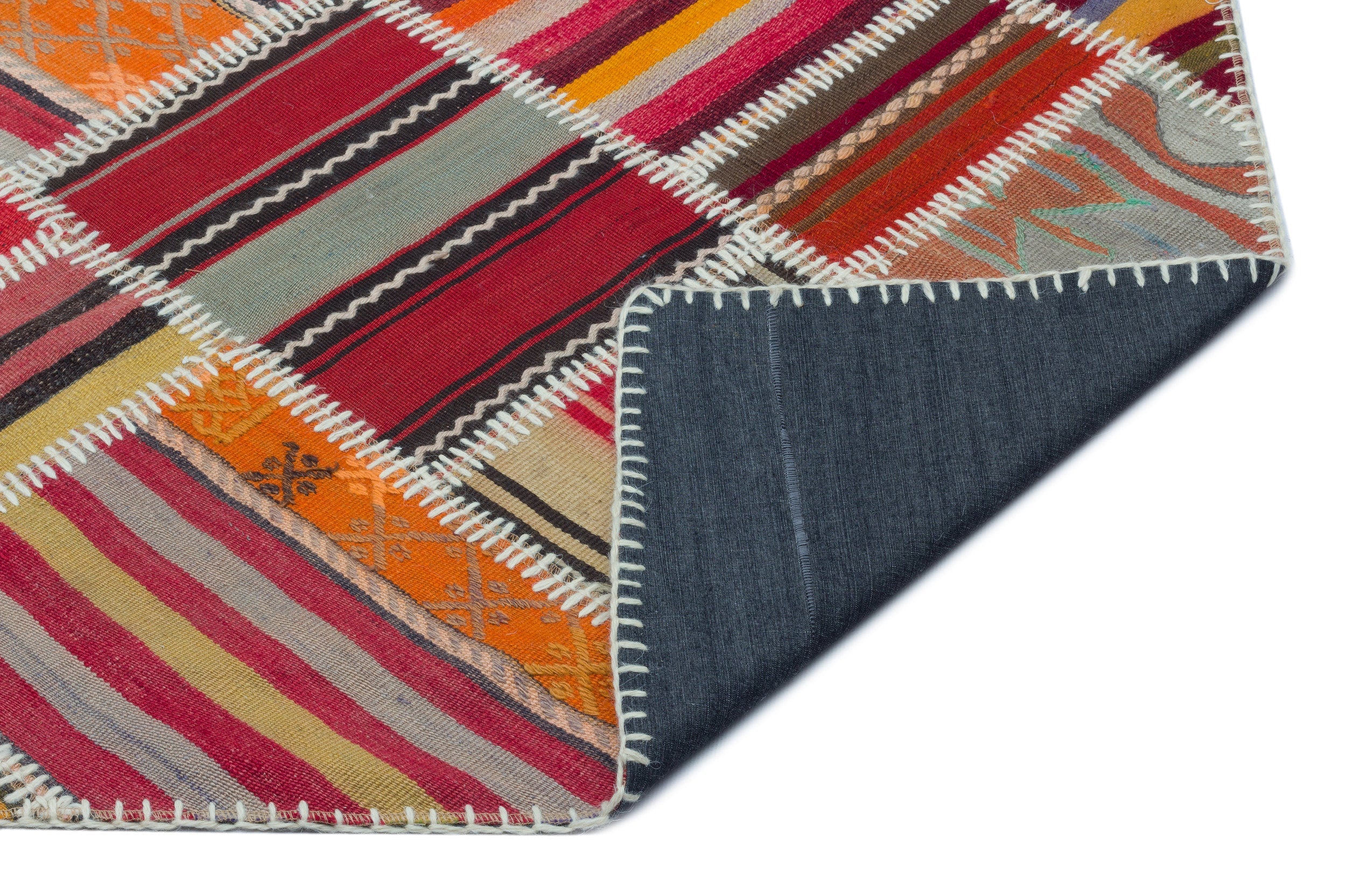 Teselya 25357 Patchwork Vintage Wool Handmade Area Rug 5'1" x 7'10"