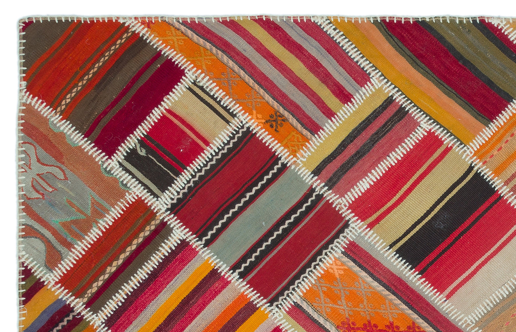 Teselya 25357 Patchwork Vintage Wool Handmade Area Rug 5'1" x 7'10"