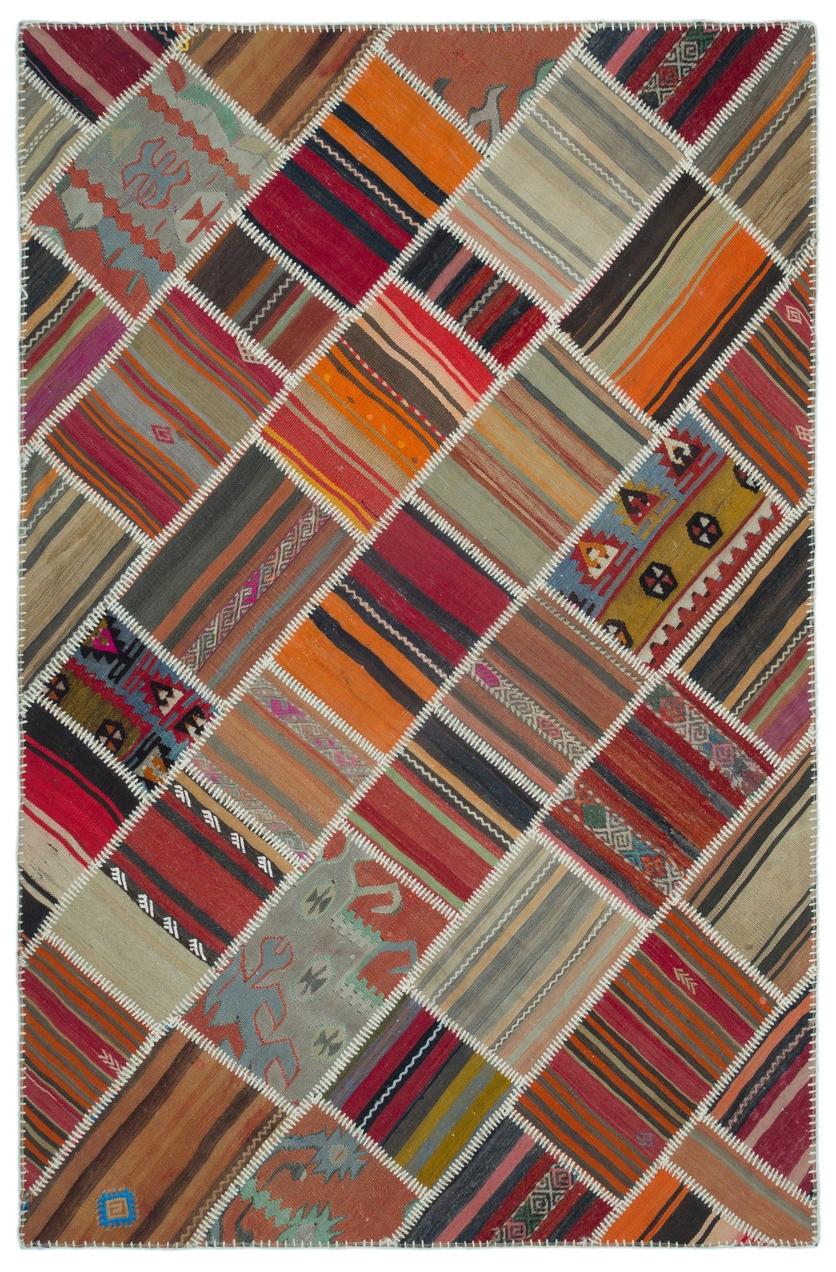 Teselya Beige Vintage Wool Handmade Area Rug 5'2" x 7'9"