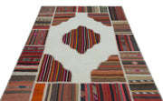 Teselya Beige Vintage Wool Handmade Area Rug 5'3" x 7'6"