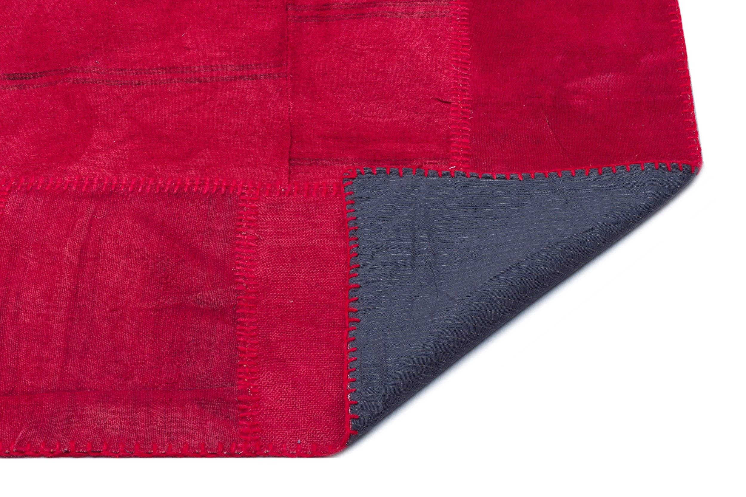 Teselya Pink Patchwork Wool Handmade Area Rug 6'4" x 9'9"