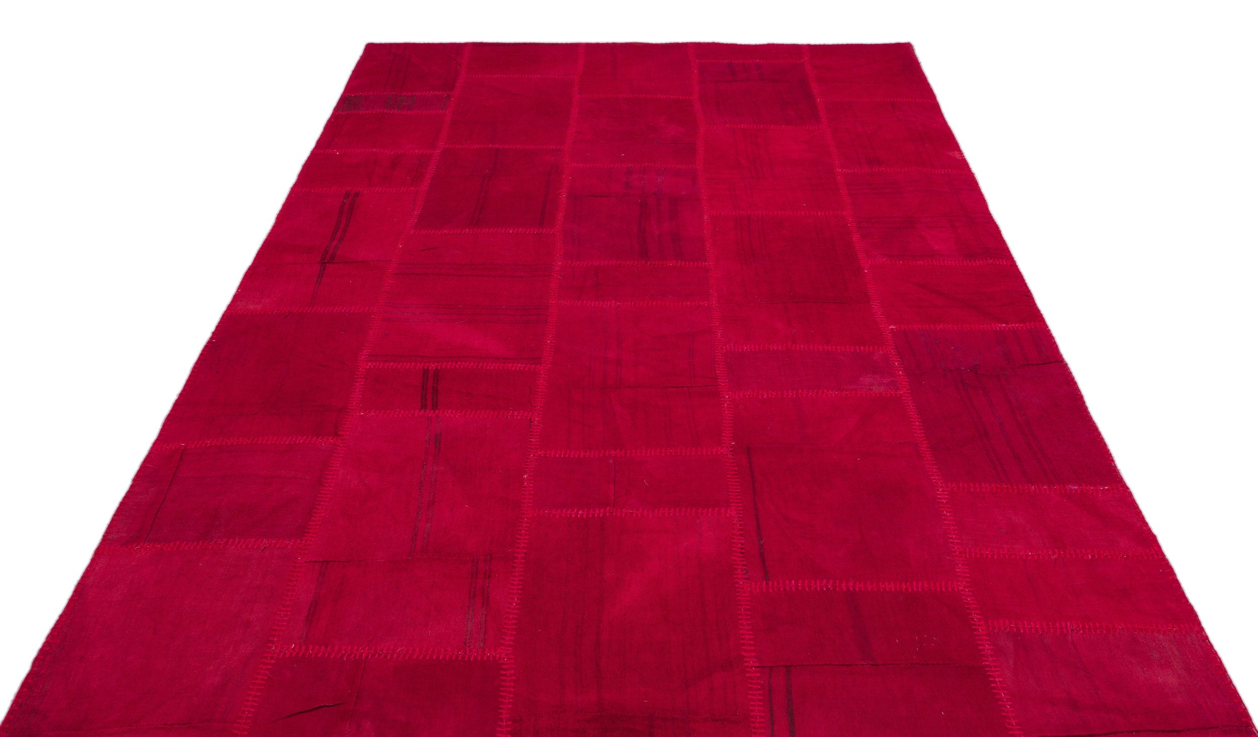 Teselya Pink Patchwork Wool Handmade Area Rug 6'4" x 9'9"