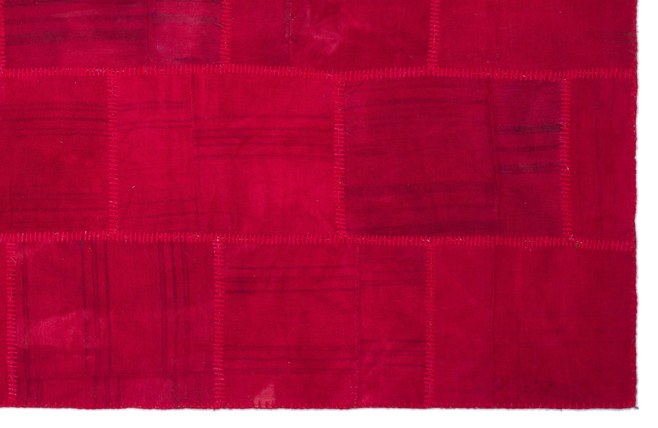 Teselya Pink Patchwork Wool Handmade Area Rug 6'4" x 9'9"