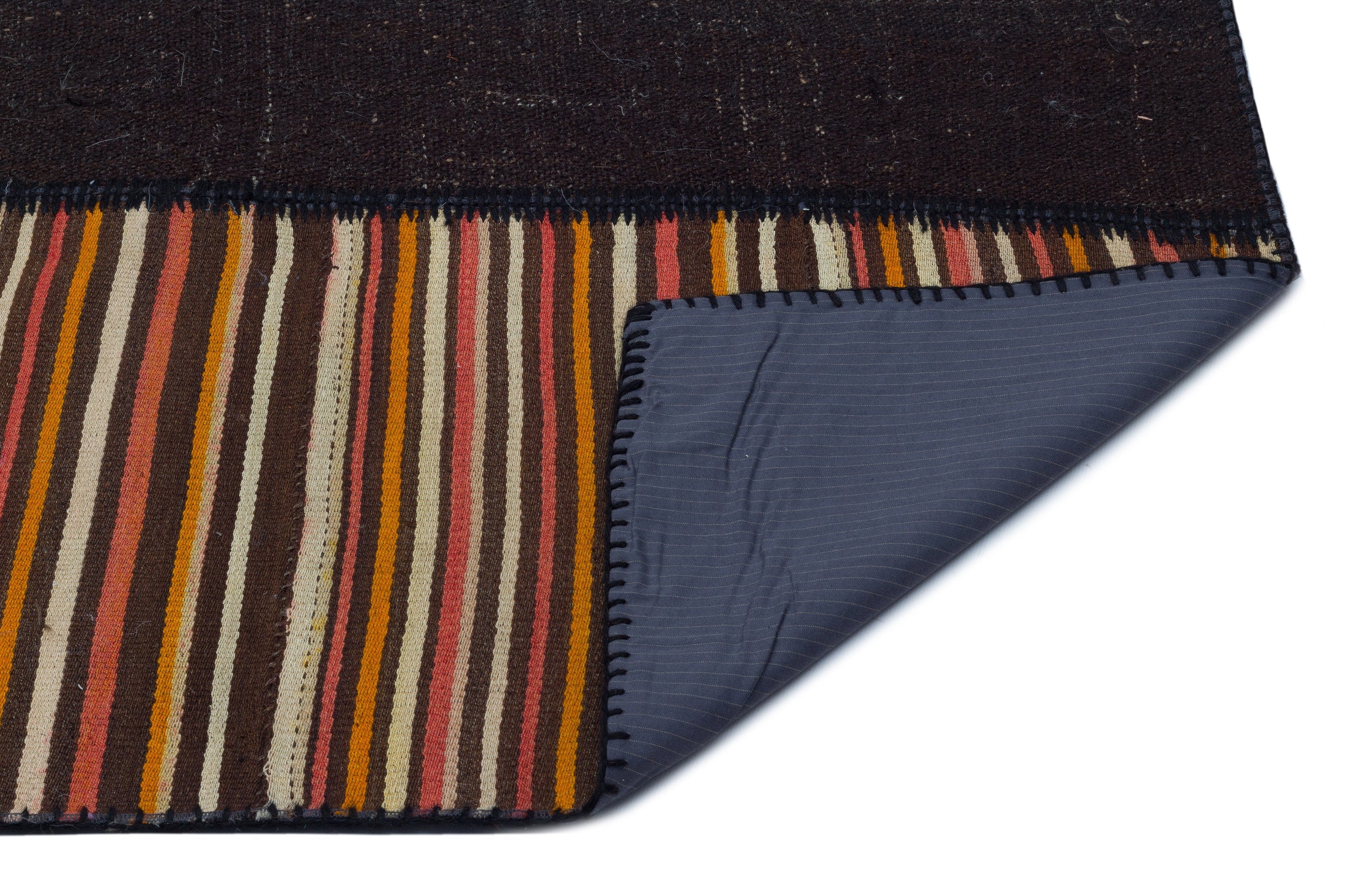 Teselya Black Patchwork Wool Handmade Area Rug 6'7" x 9'11"