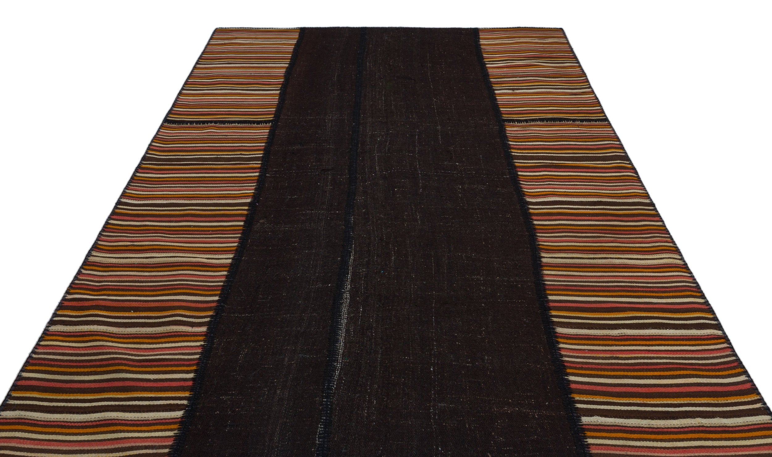 Teselya Black Patchwork Wool Handmade Area Rug 6'7" x 9'11"
