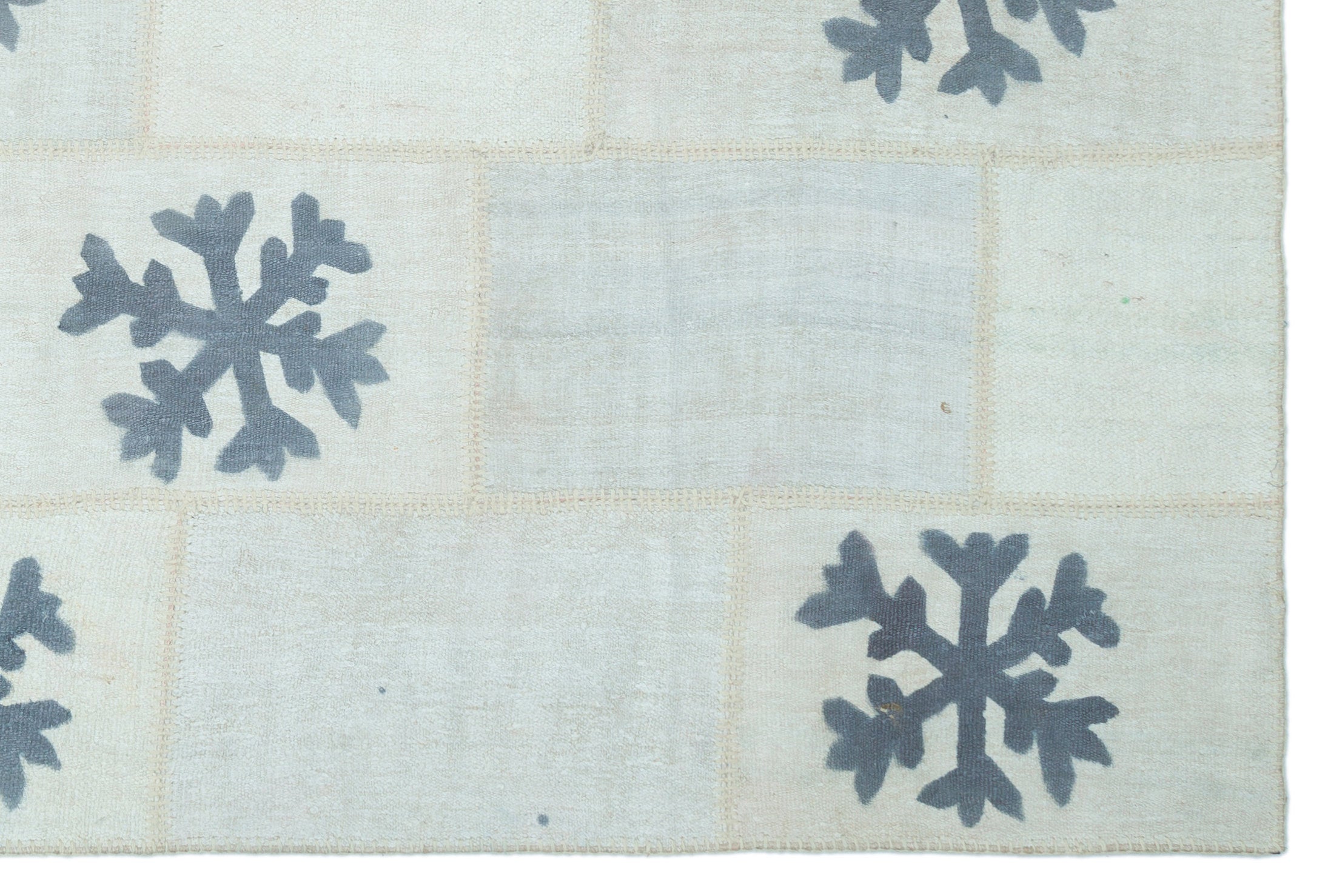 Teselya Beige Patchwork Wool Handmade Area Rug 6'6" x 9'9"