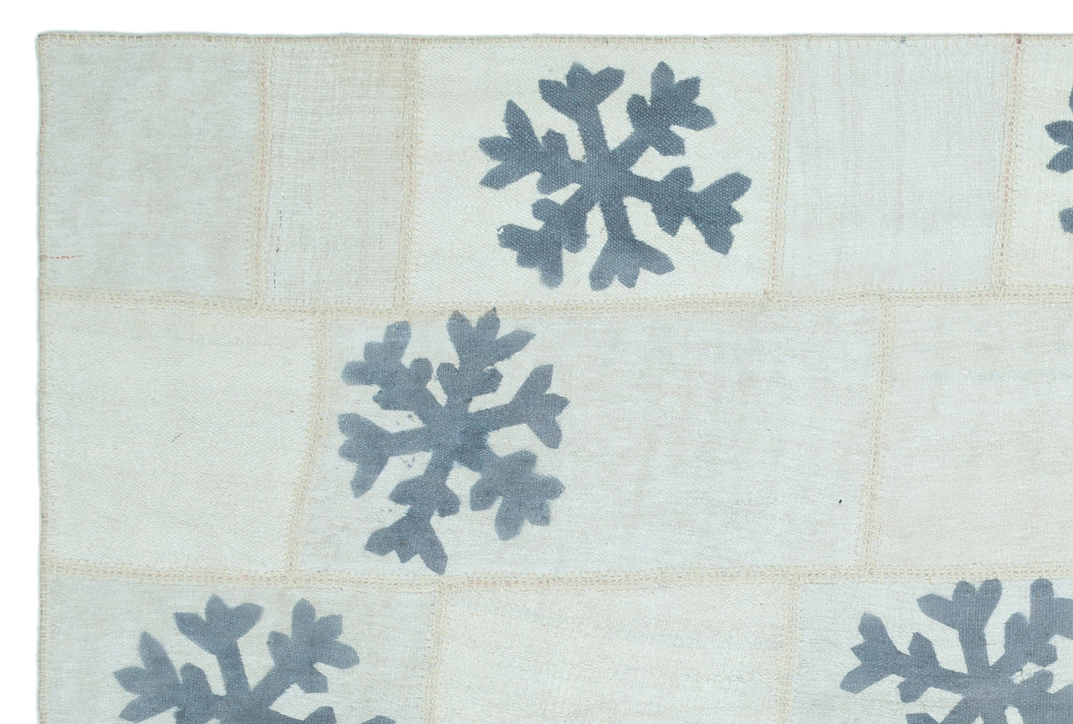 Teselya Beige Patchwork Wool Handmade Area Rug 6'6" x 9'9"
