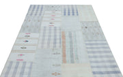 Teselya Beige Striped Wool Handmade Area Rug 5'1" x 7'5"