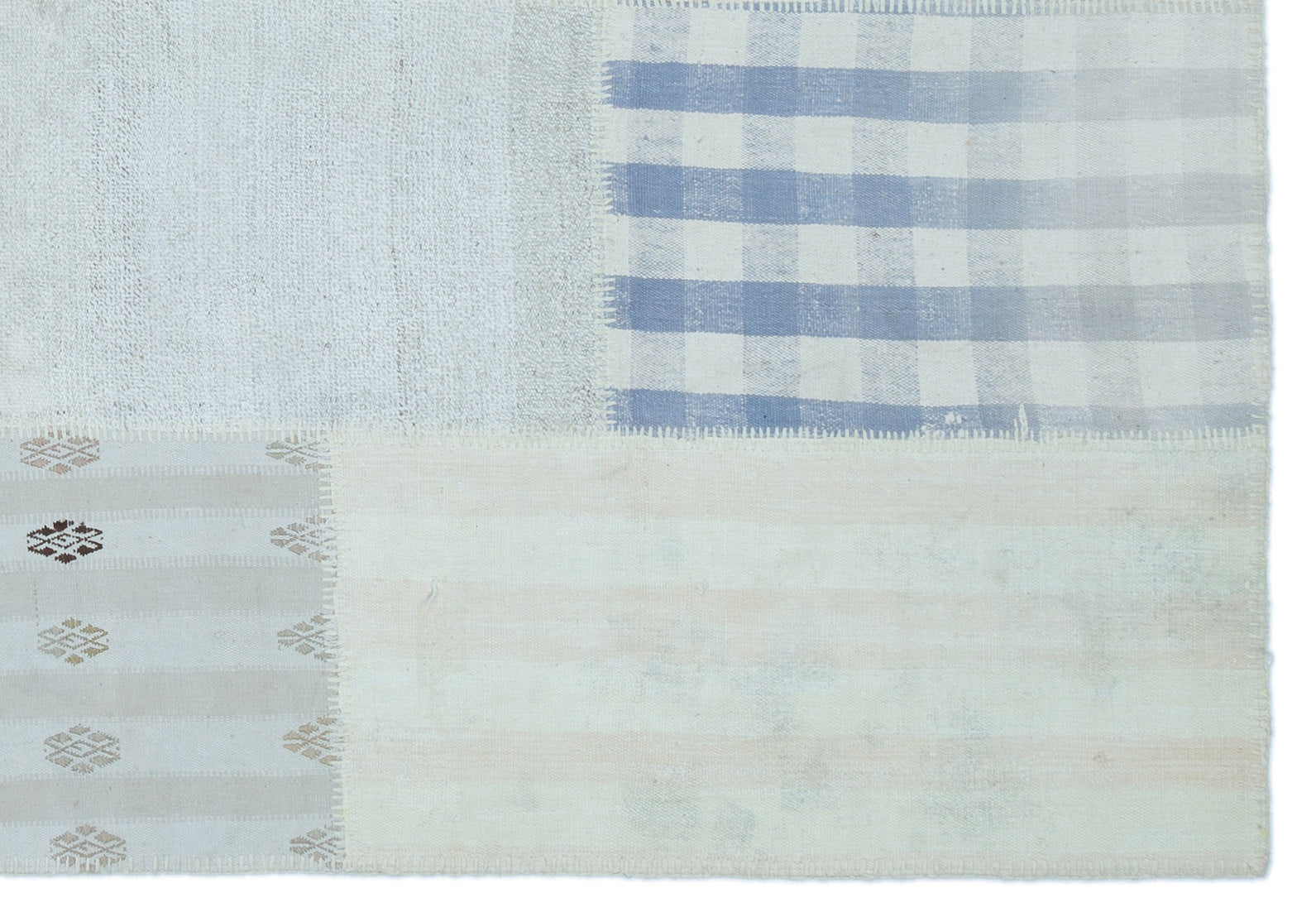 Teselya Beige Striped Wool Handmade Area Rug 5'1" x 7'5"