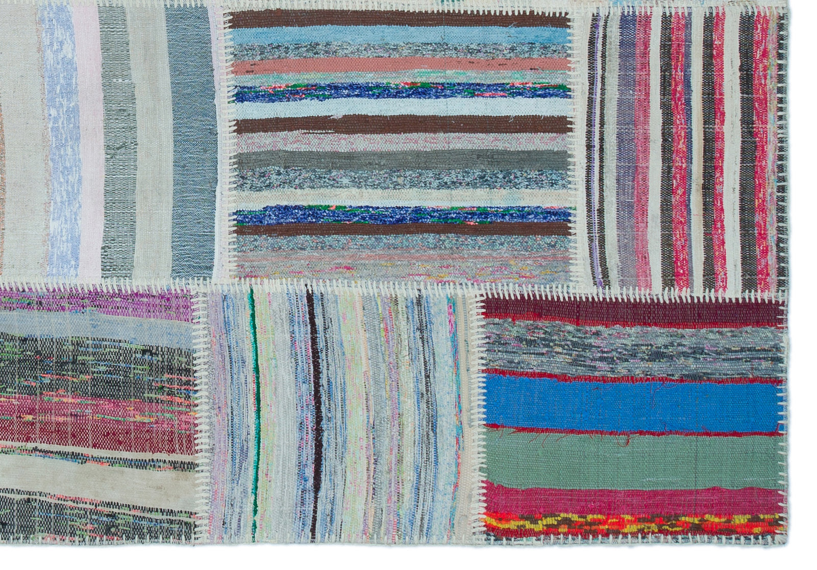 Teselya 25408 Multy Striped Wool Handmade Area Rug 5'3" x 7'5"