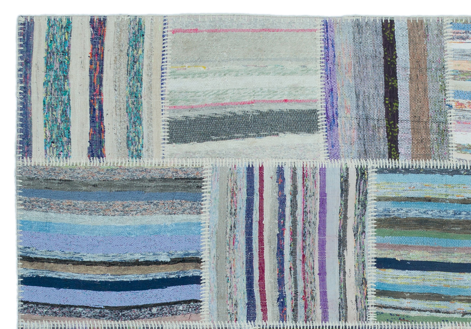 Teselya 25408 Multy Striped Wool Handmade Area Rug 5'3" x 7'5"