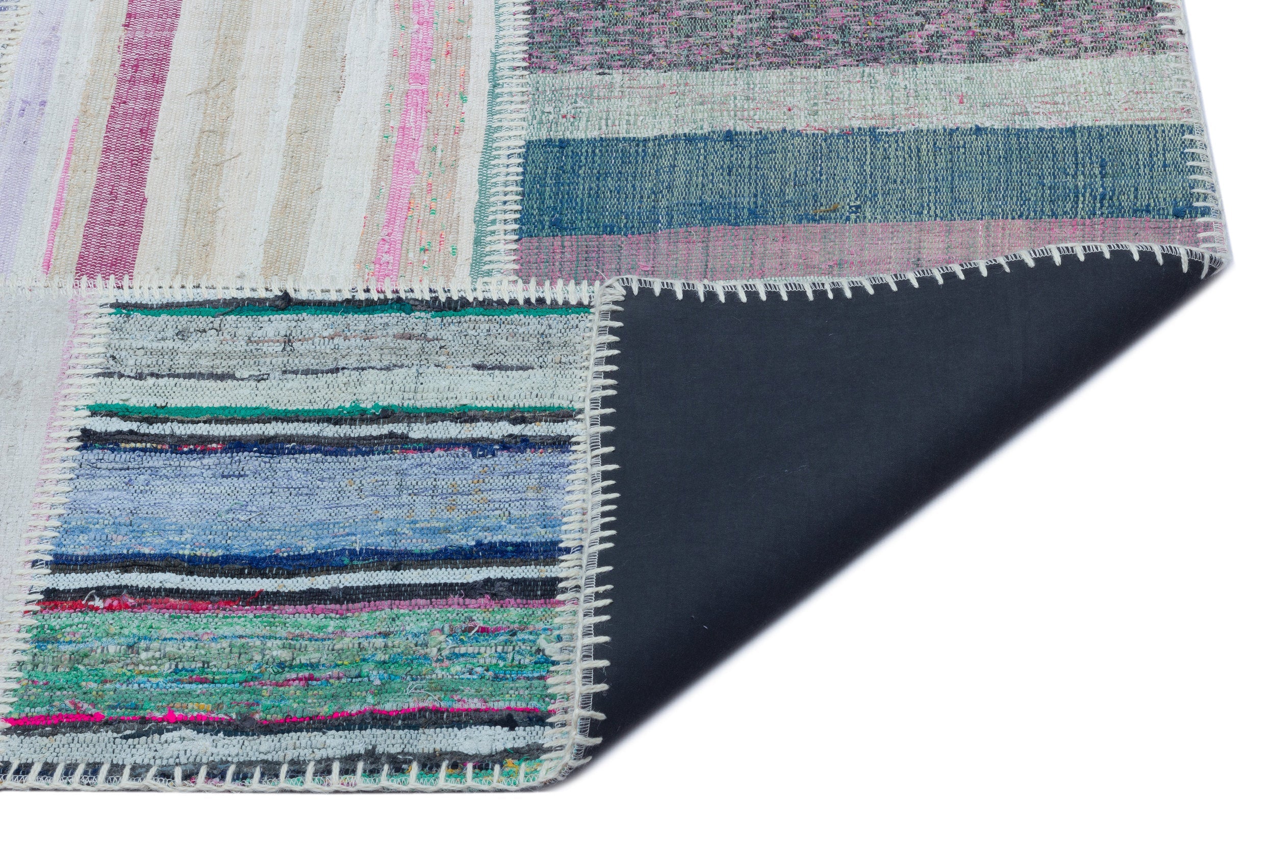 Teselya 25411 Patchwork Striped Wool Handmade Area Rug 5'3" x 7'7"