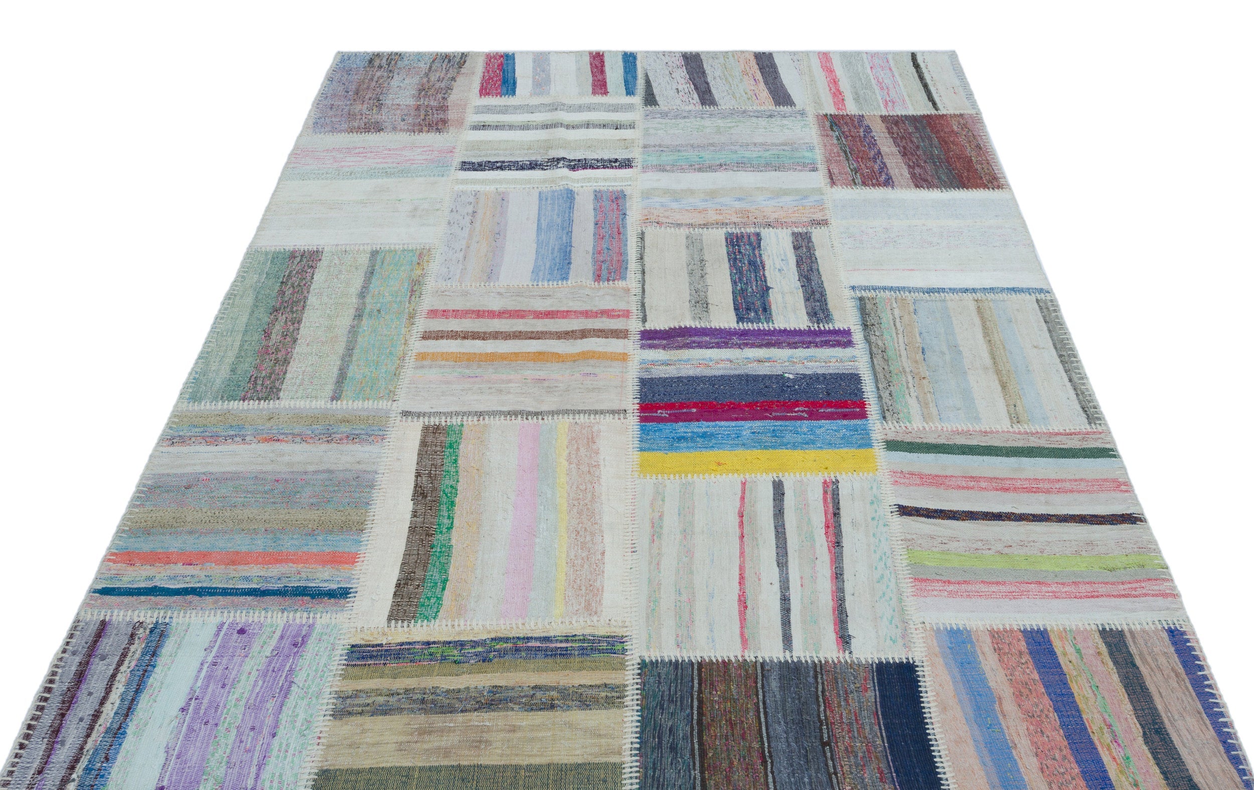 Teselya 25416 Multy Striped Wool Handmade Area Rug 5'3" x 7'5"