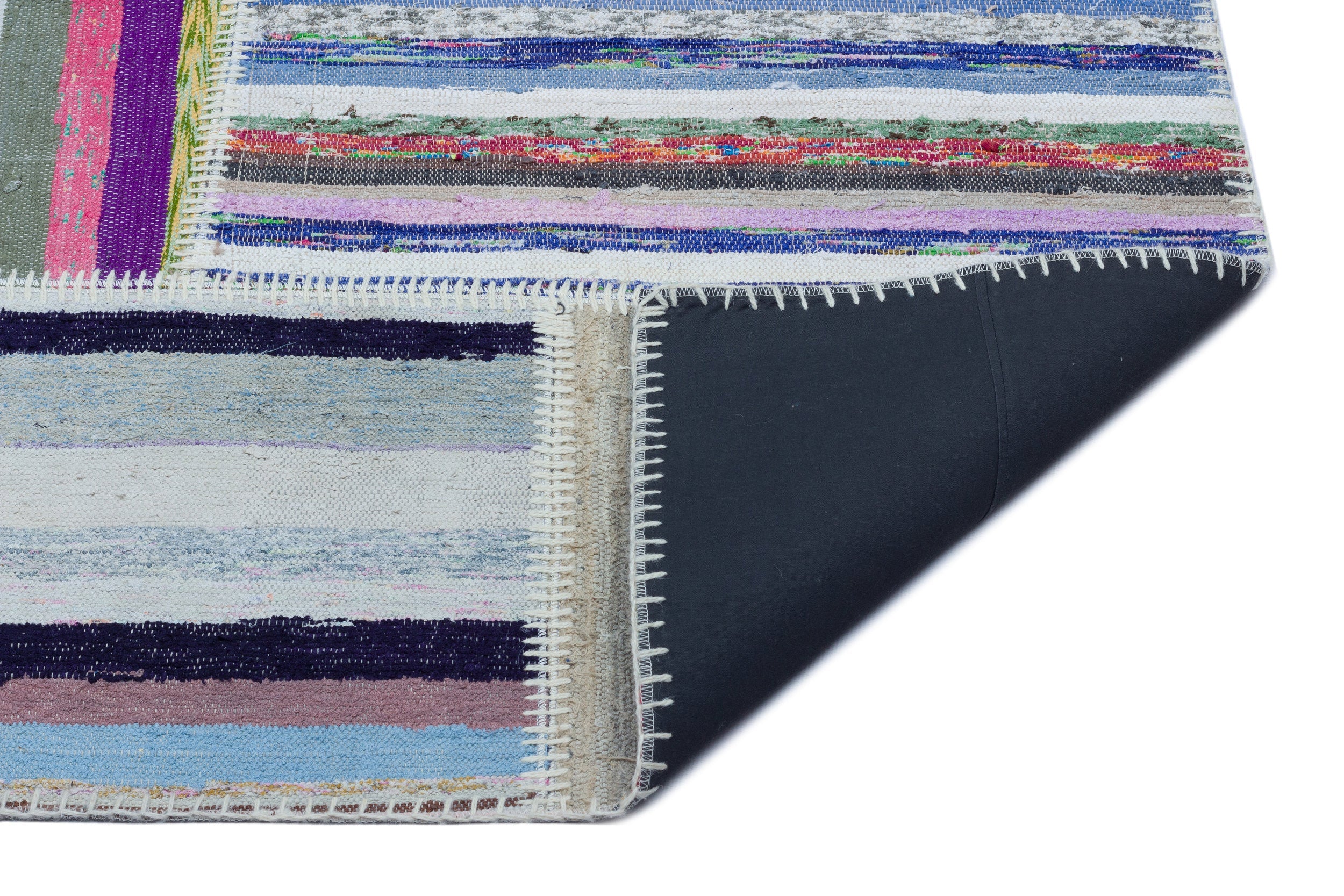 Teselya 25417 Patchwork Striped Wool Handmade Area Rug 5'3" x 7'4"