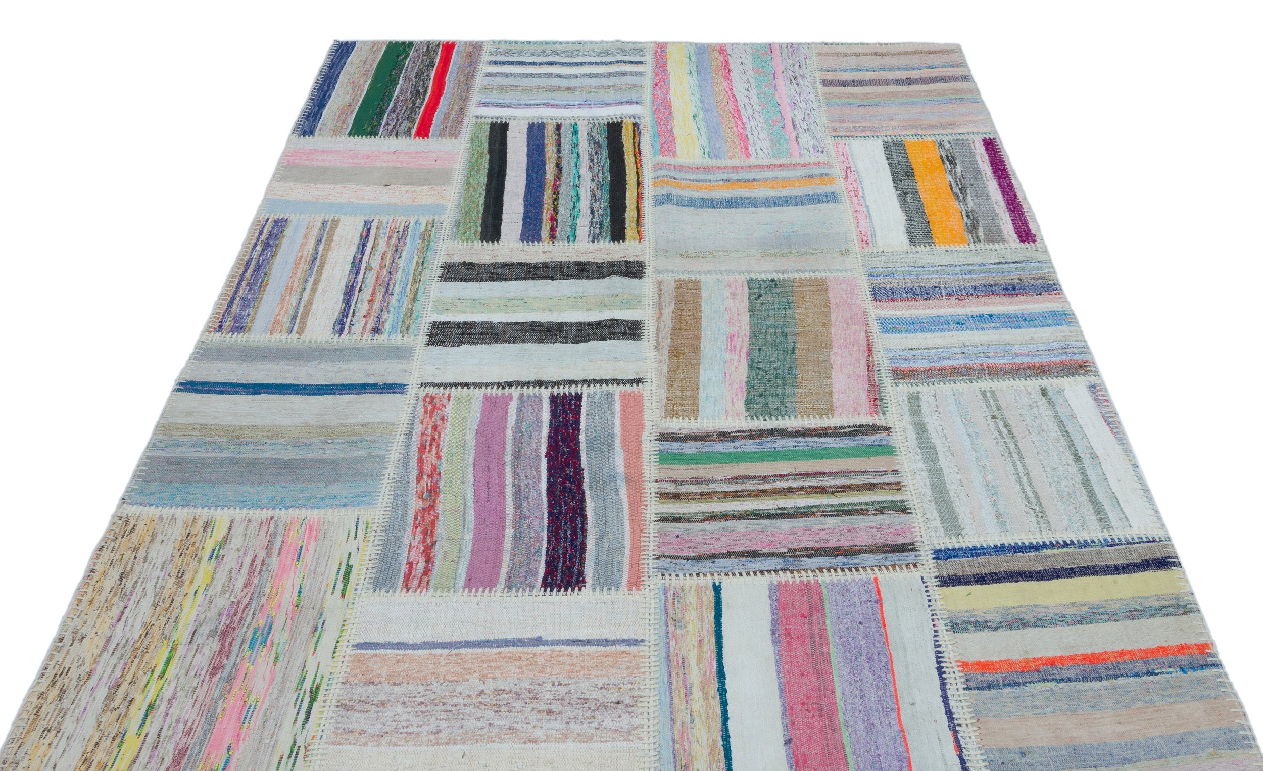 Teselya 25418 Multy Striped Wool Handmade Area Rug 5'3" x 7'5"