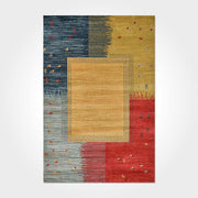 Digital Print Area Rug - Yellow Geometric Polyester Chenille Washable Non Slip Rug