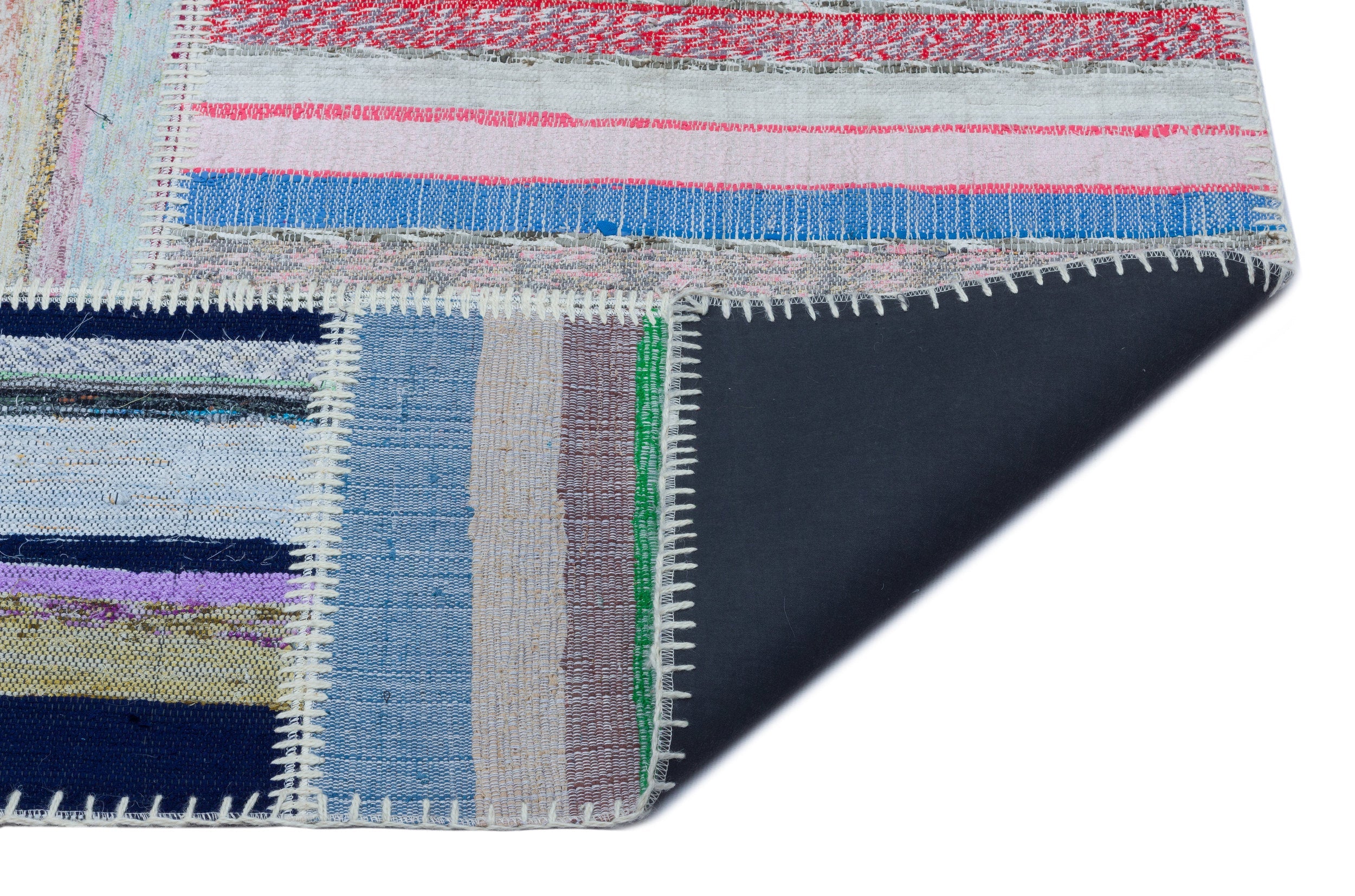 Teselya 25424 Patchwork Striped Wool Handmade Area Rug 5'3" x 7'7"