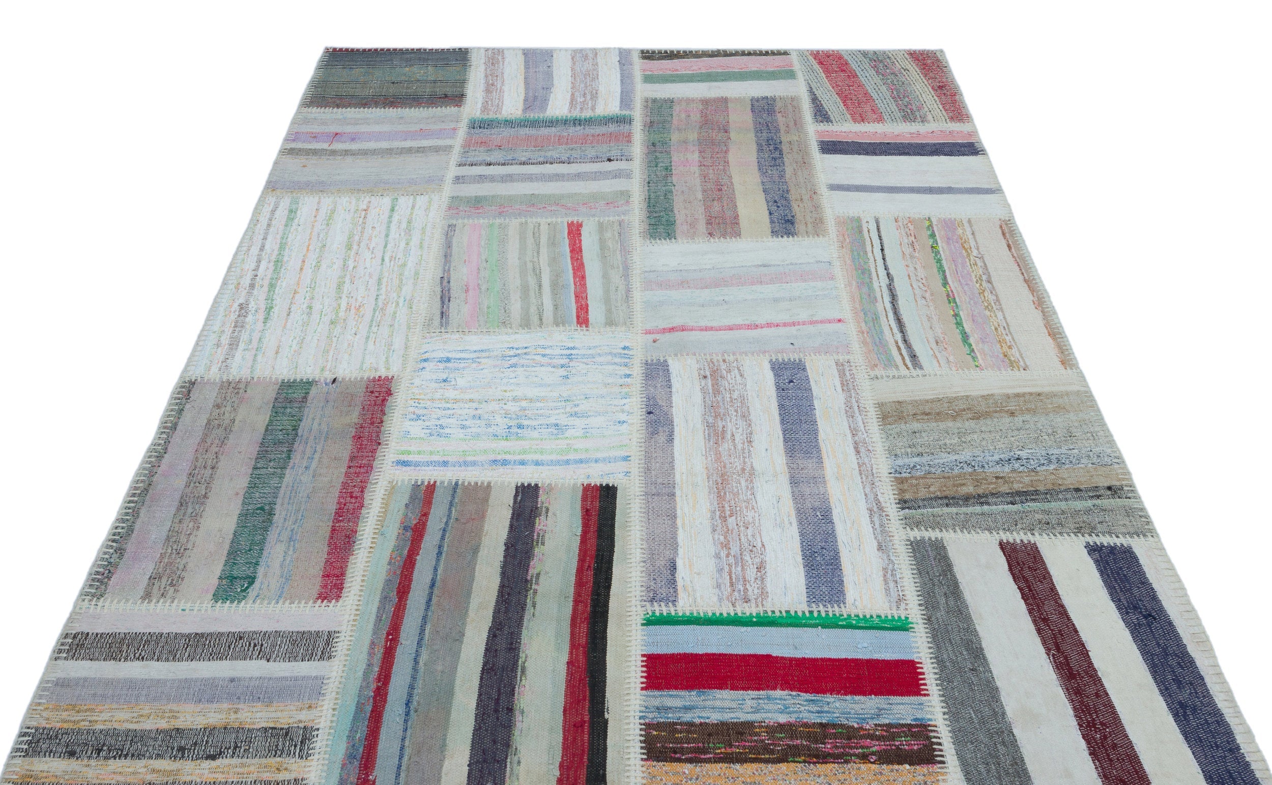 Teselya 25427 Multy Striped Wool Handmade Area Rug 5'3" x 7'5"