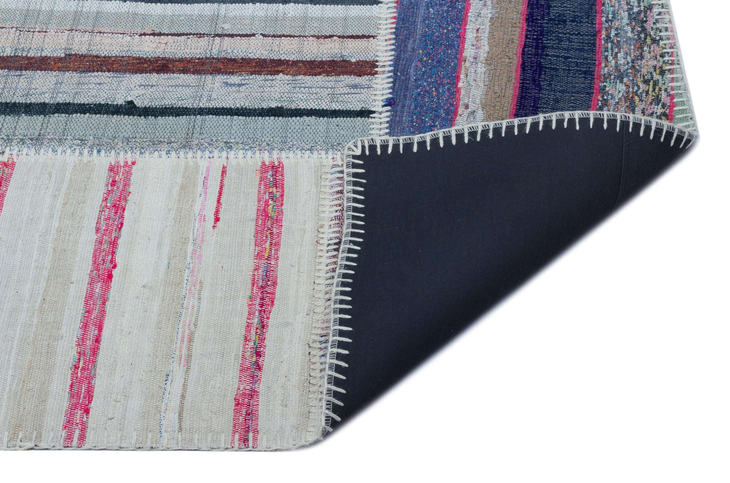 Teselya 25439 Beige Striped Wool Handmade Area Rug 5'3" x 7'4"
