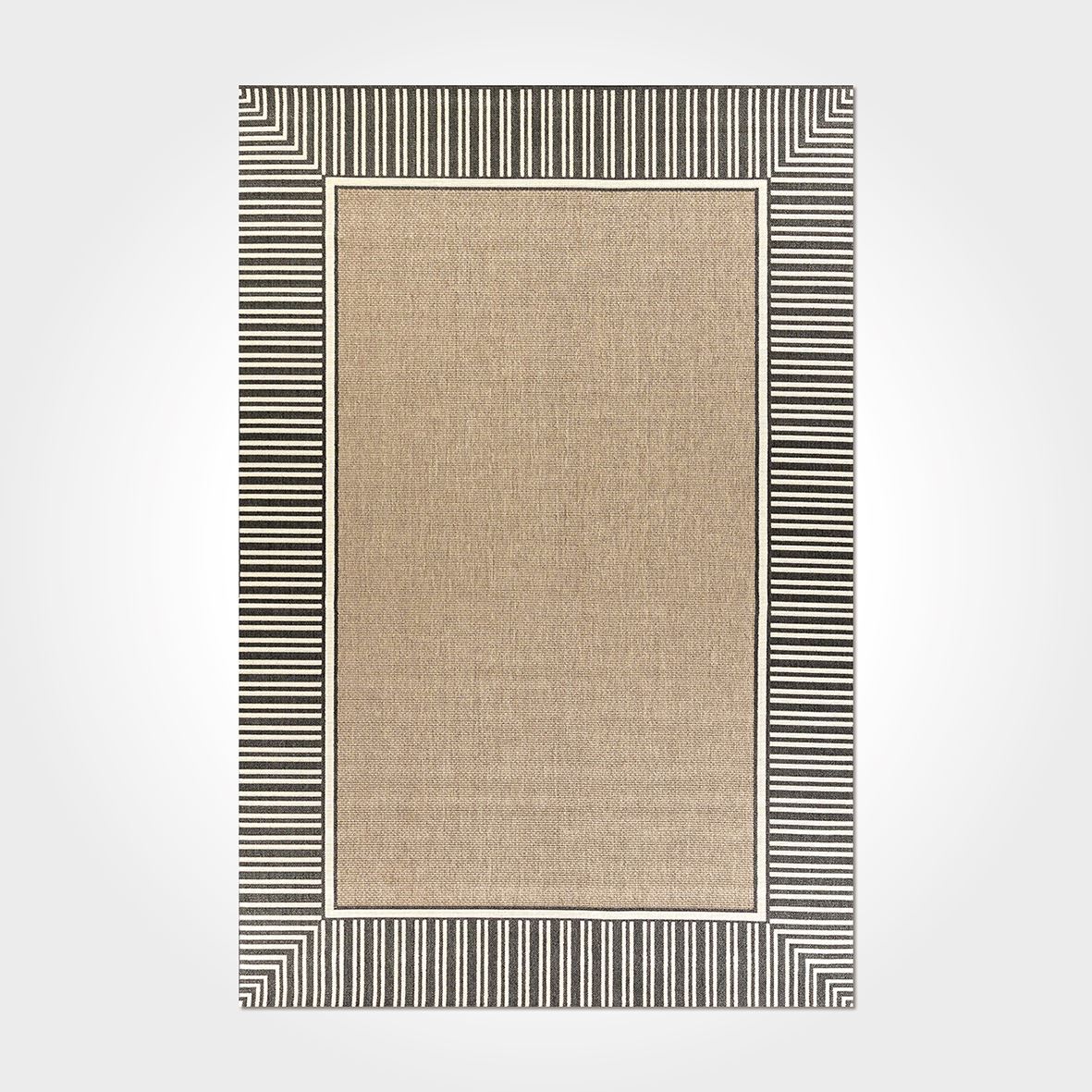 Chenille Cotton Area Rug – Washable Non Slip Beige Frame Carpet for Living Room