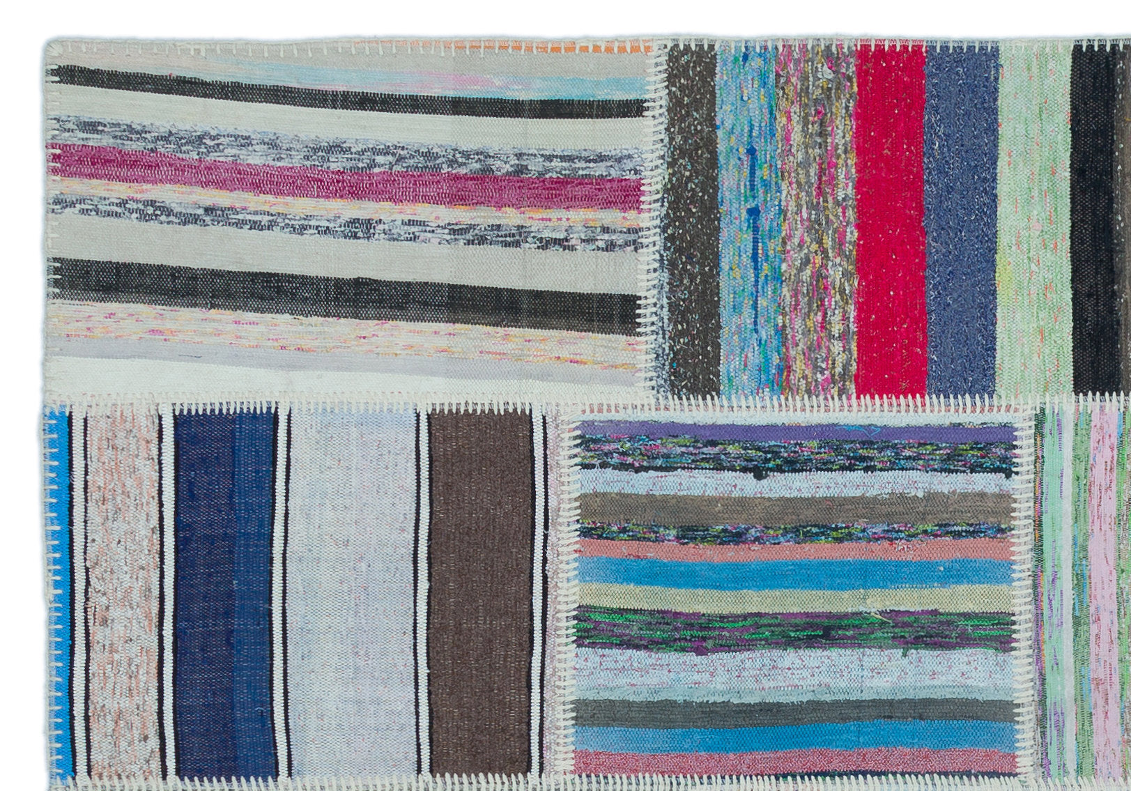 Teselya 25452 Multy Striped Wool Handmade Area Rug 5'3" x 7'5"