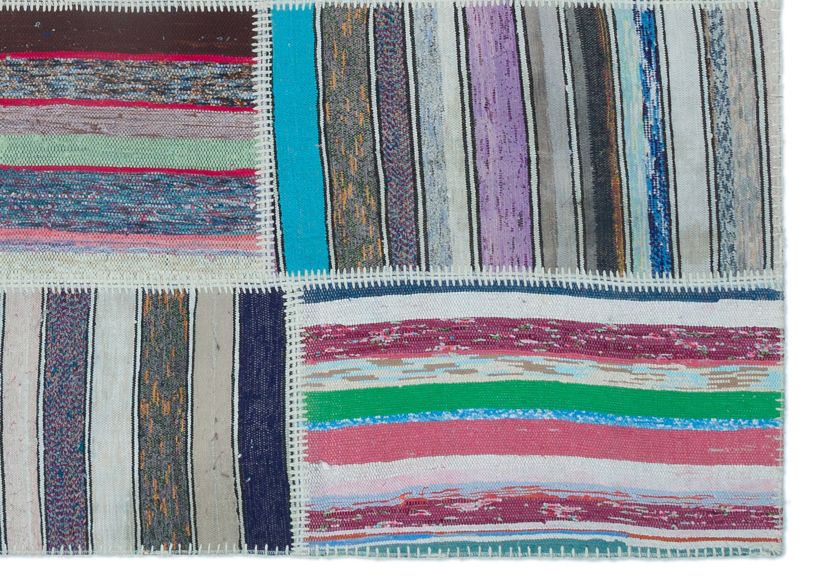 Teselya 25456 Multy Striped Wool Handmade Area Rug 5'3" x 7'5"