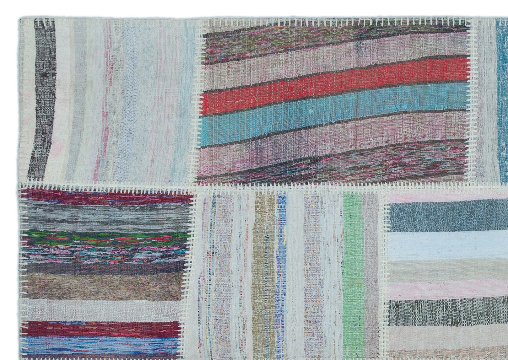 Teselya 25464 Multy Striped Wool Handmade Area Rug 5'3" x 7'6"