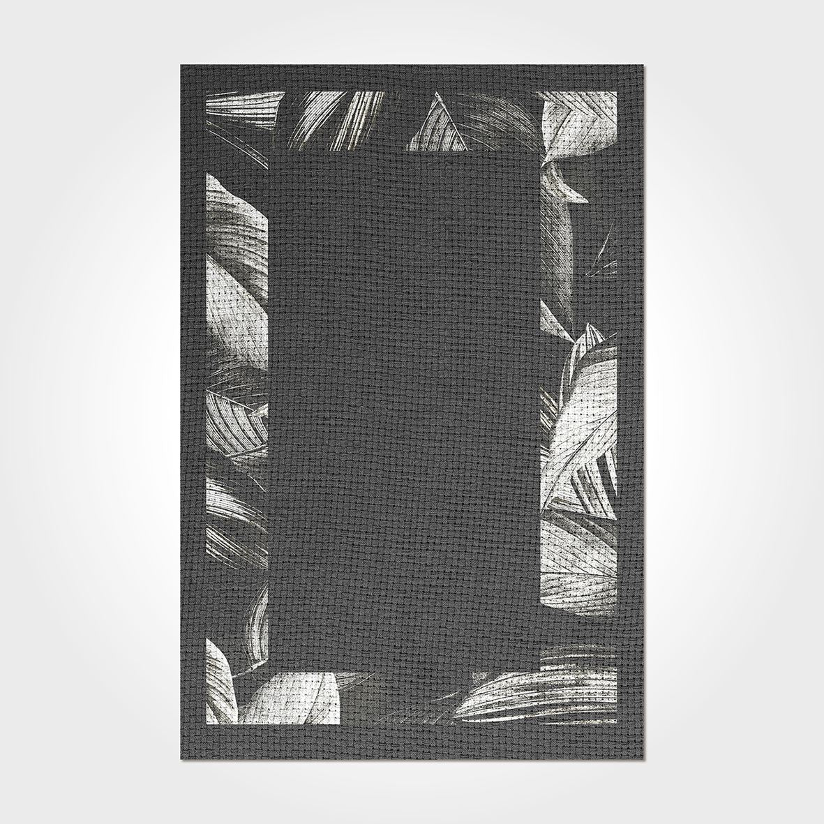 Isla Black Frame Chenille and Cotton Digital Print Area Rug