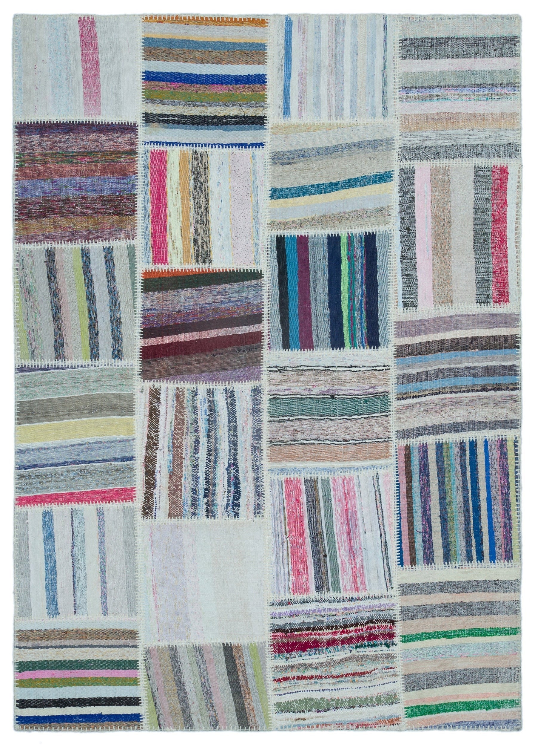 Teselya 25471 Multy Striped Wool Handmade Area Rug 5'3" x 7'5"
